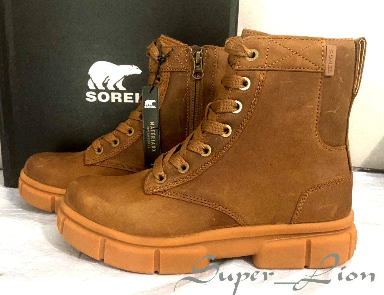 New Sorel Women’s Explorer STRT Waterproof Lace Up Boot – SIZE 6 – Velvet Tan