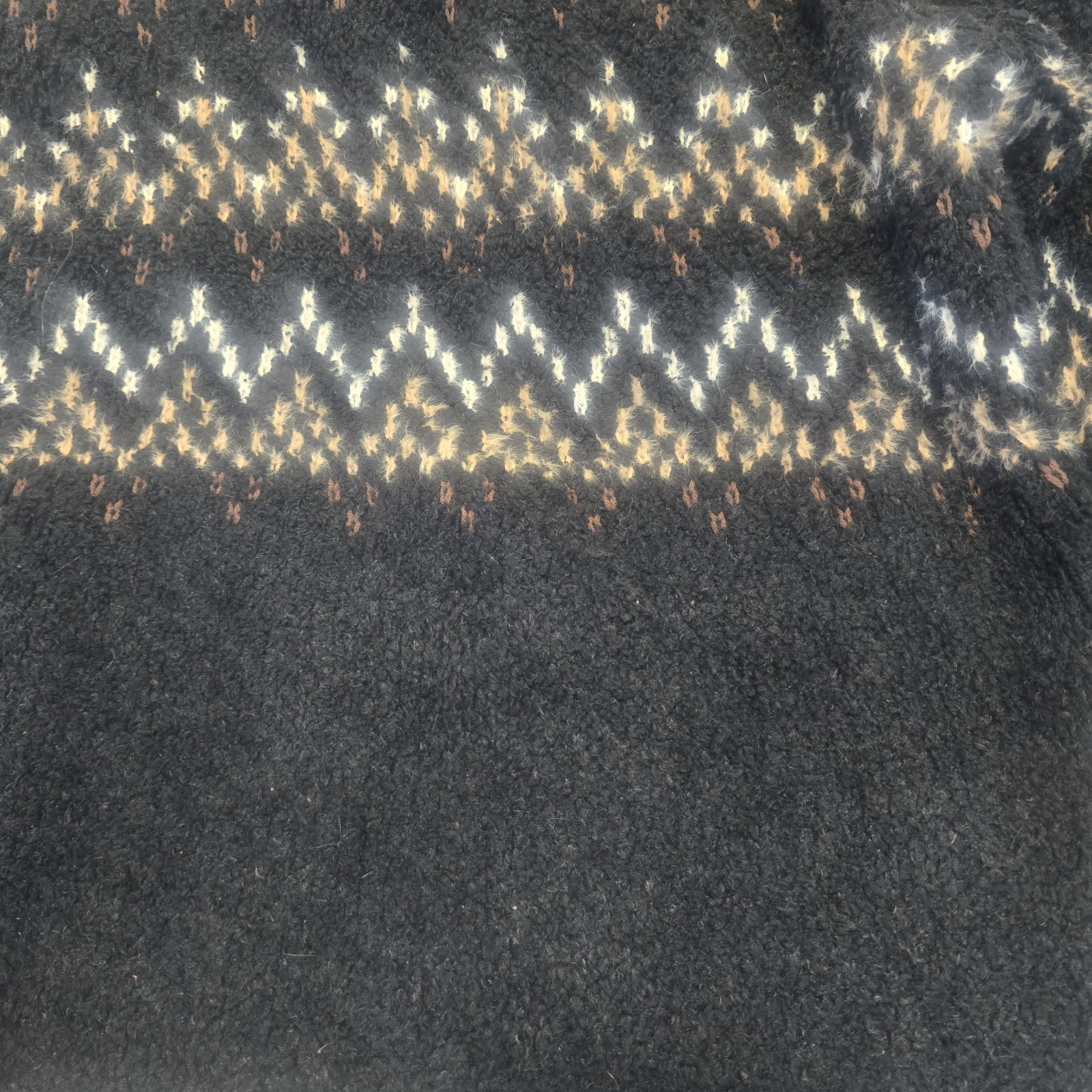 Natural Reflections Quarter Zip Pullover Women M Black Fair Isle Cabin Gorpcore