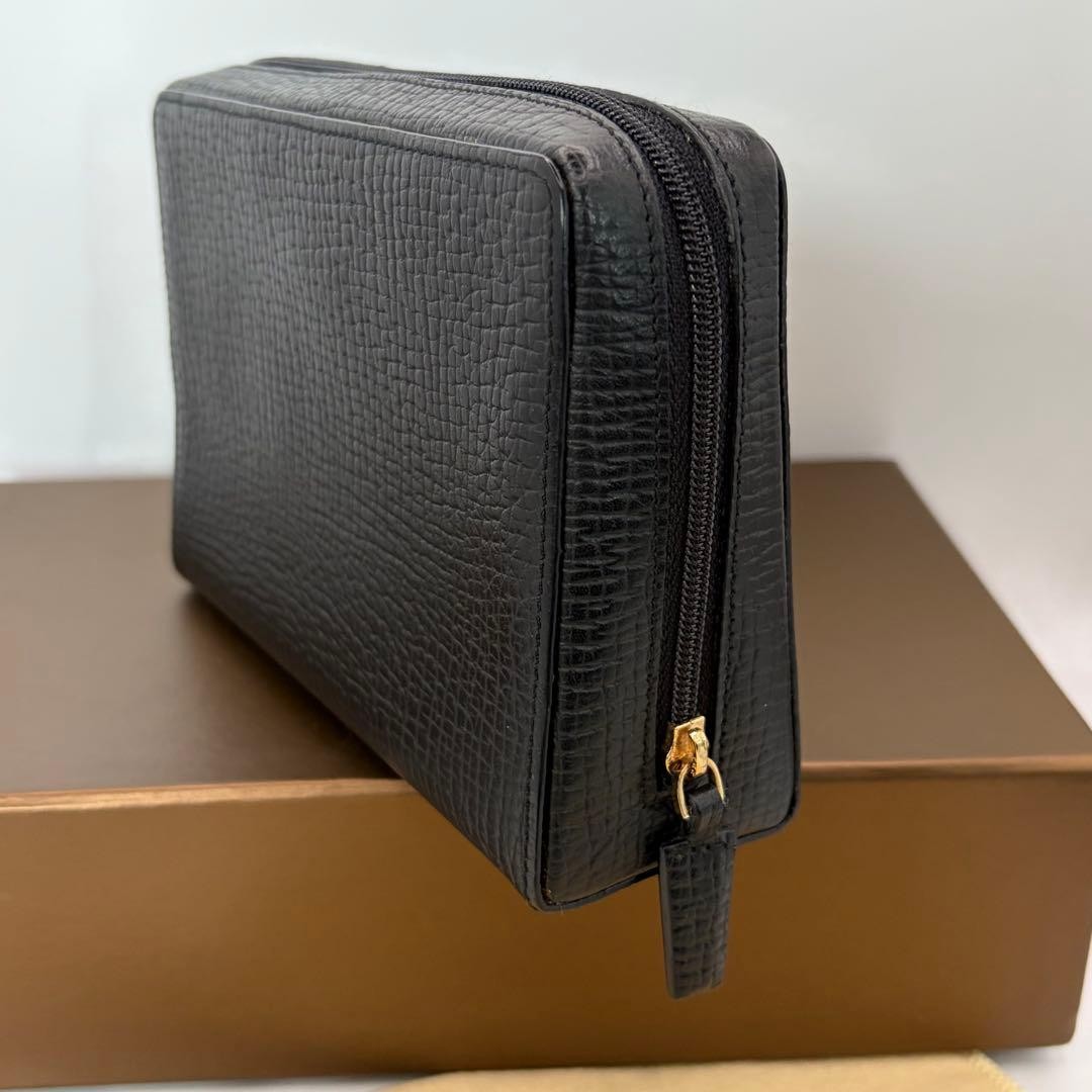 LOEWE Loewe Anagram Leather Pouch Black Embossed Leather