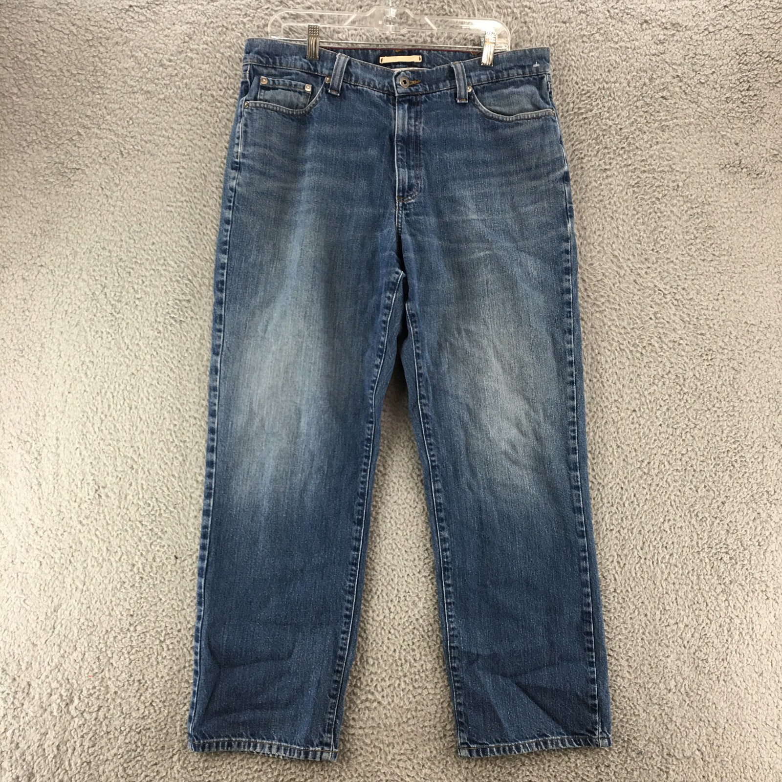 LL Beans Jeans Mens 35 Blue Cotton Medium Wash 5 Pockets Mid Rise Button Zip Fly