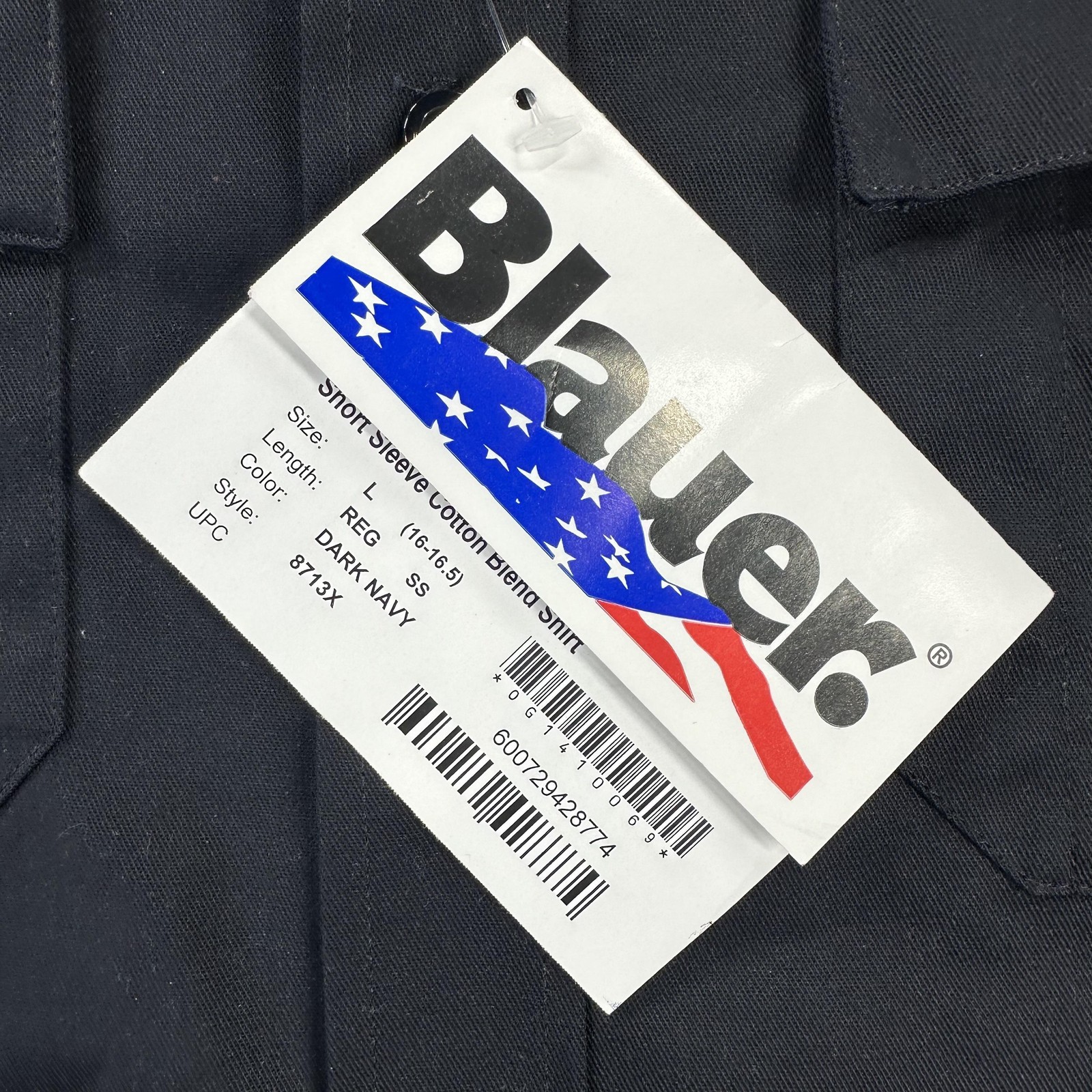 Blauer Shirt Mens Large 16-16.5 Dark Navy Short Sleeve Uniform Twill Workwear
