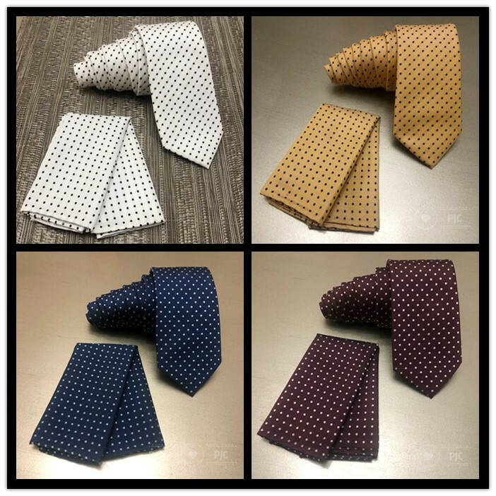 Polka Dots Skinny Slim 2.75″ Neck Tie And Pocket Square Hankie Set Formal Prom