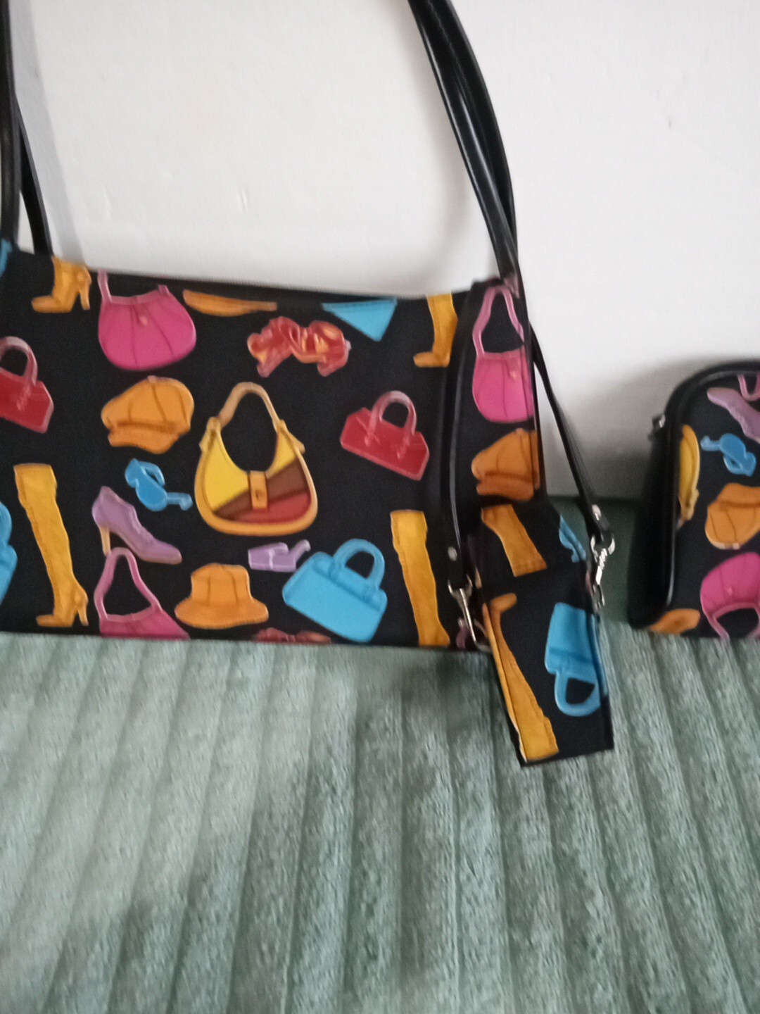 Three Piece Black Multicolored Handbag Set NWOT. Multi Color Accessories Design