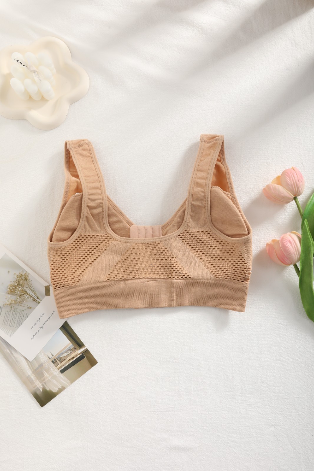 Front Closure Wireless Bra Breathable Mesh Post-Surgery Support