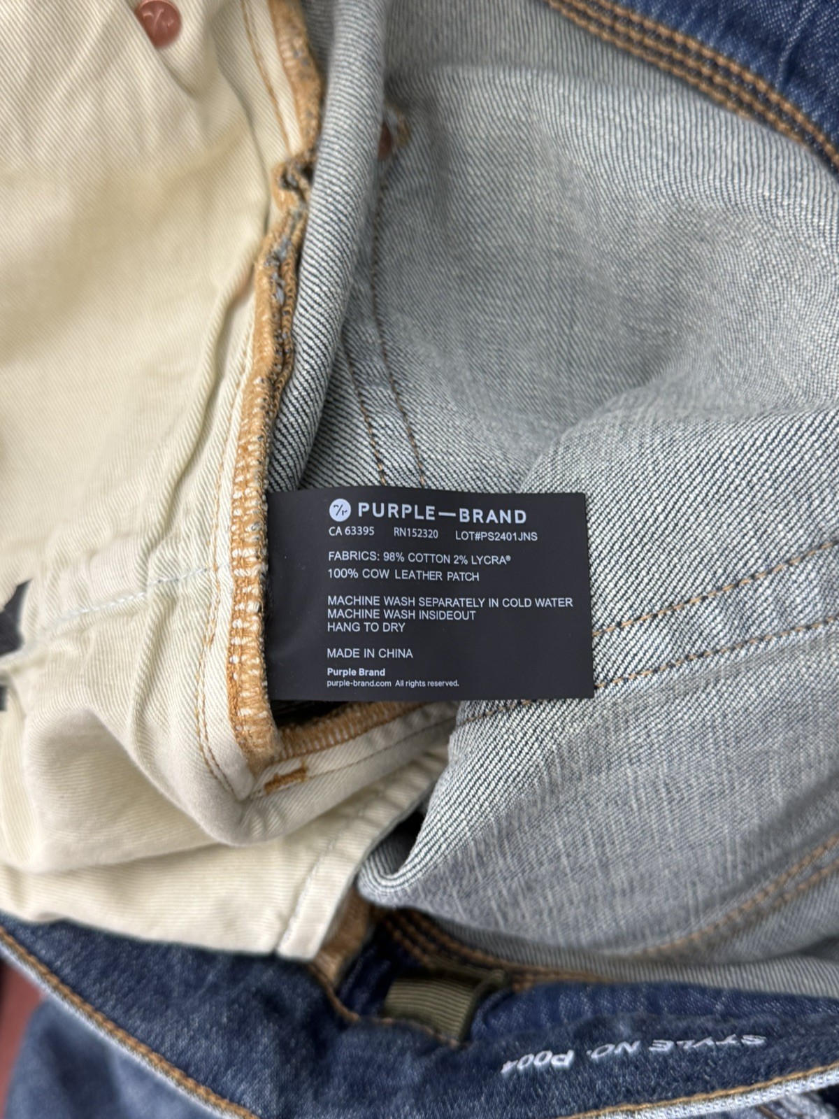 Purple Brand P004 Slim Fit Low Rise Flare Jeans Indigo Wash Size 40