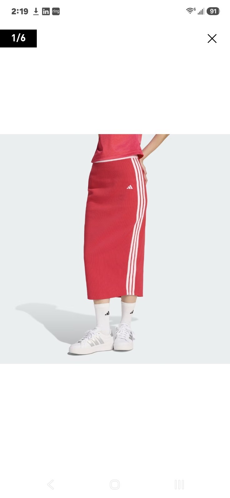 Adidas Women’s Red w/ Light Pink Pencil Skirt KT0485 Size M