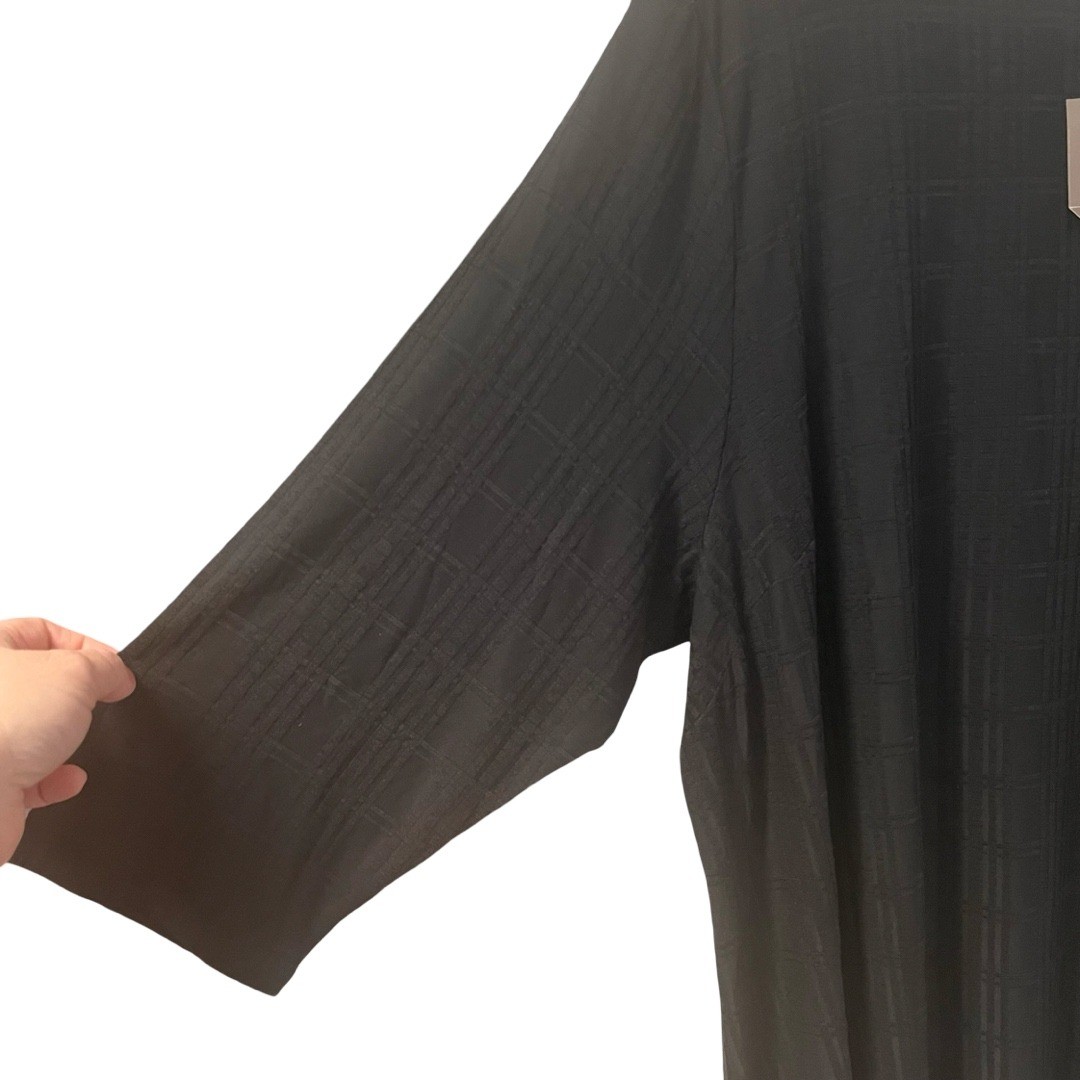 NWT J.Jill Wearever Black Textured Grid Tunic Top 3/4 Sleeve Womens Plus Size 4X