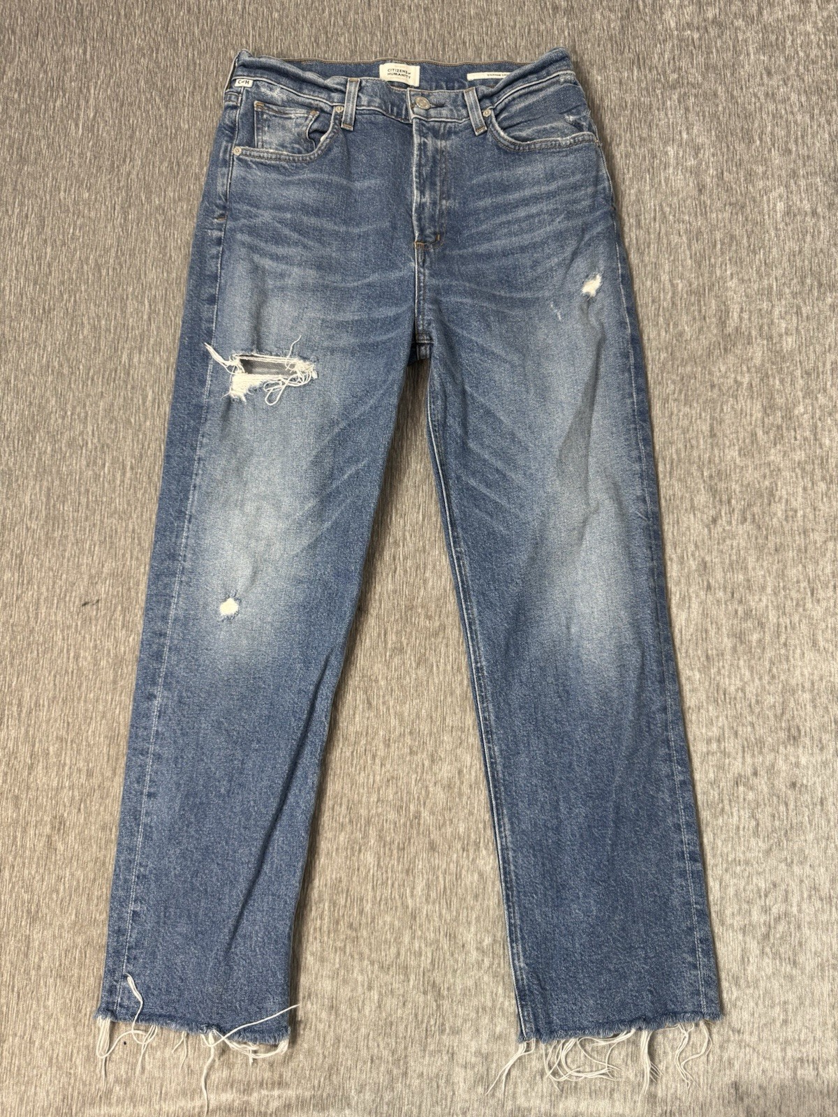 Citizens of Humanity Jeans Womens 26 Blue Mid Rise Distressed Fringe Daphne Crop
