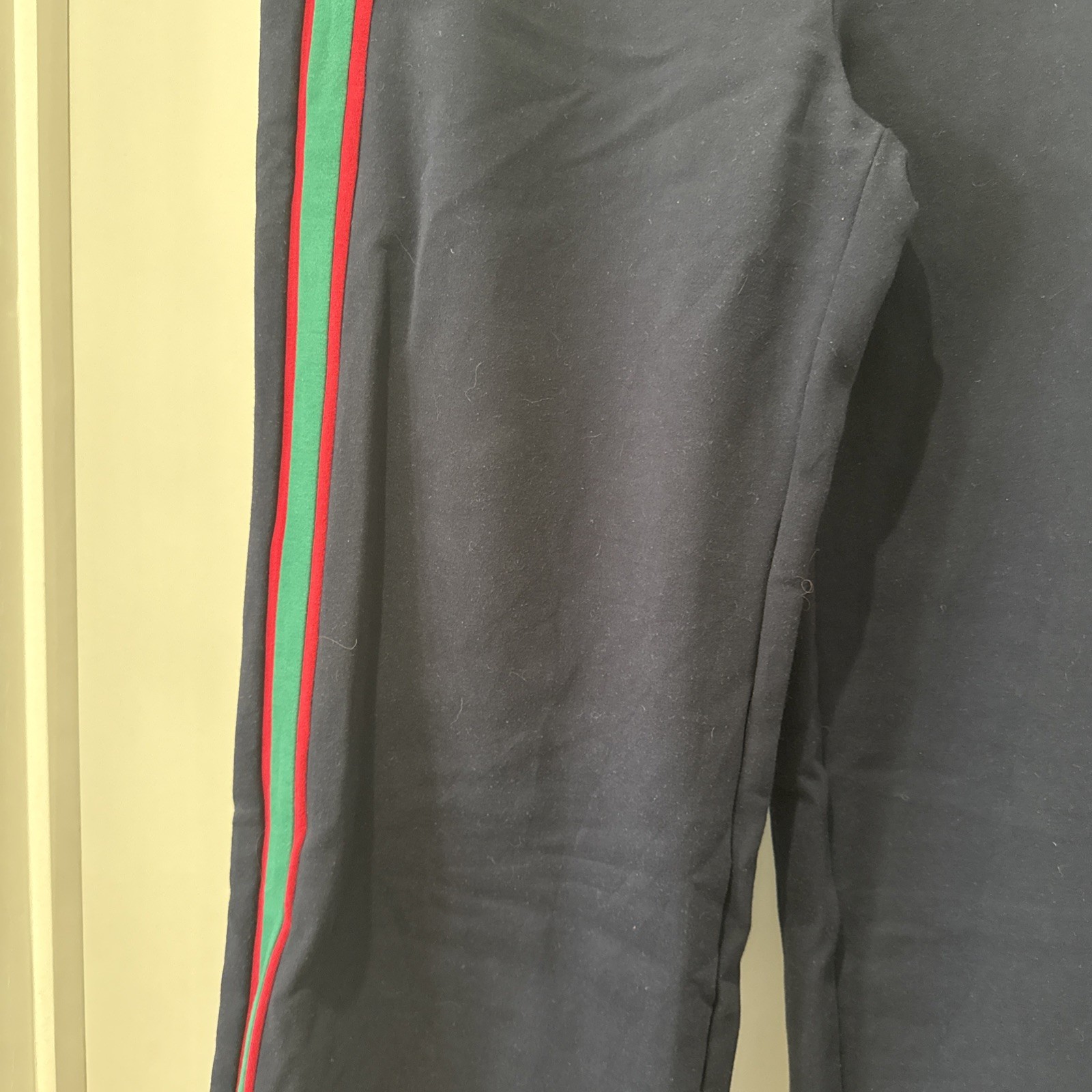 Boden Trousers Straight Wide Leg Navy Size 12P Uk Red & Green Stripe