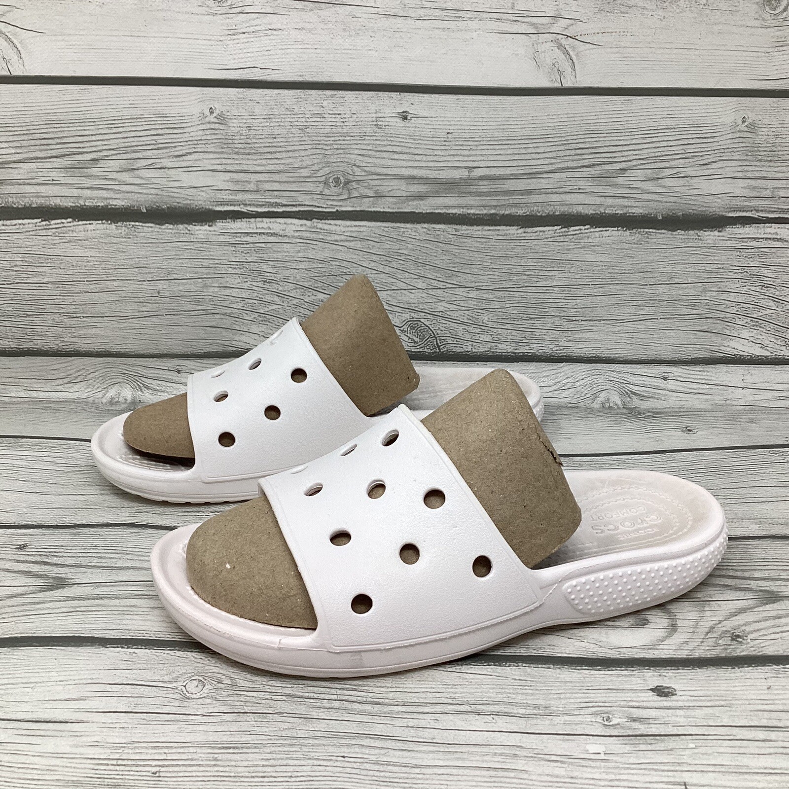 Crocs Classic Slide Sandals Slippers White Slip On Size W6 M4