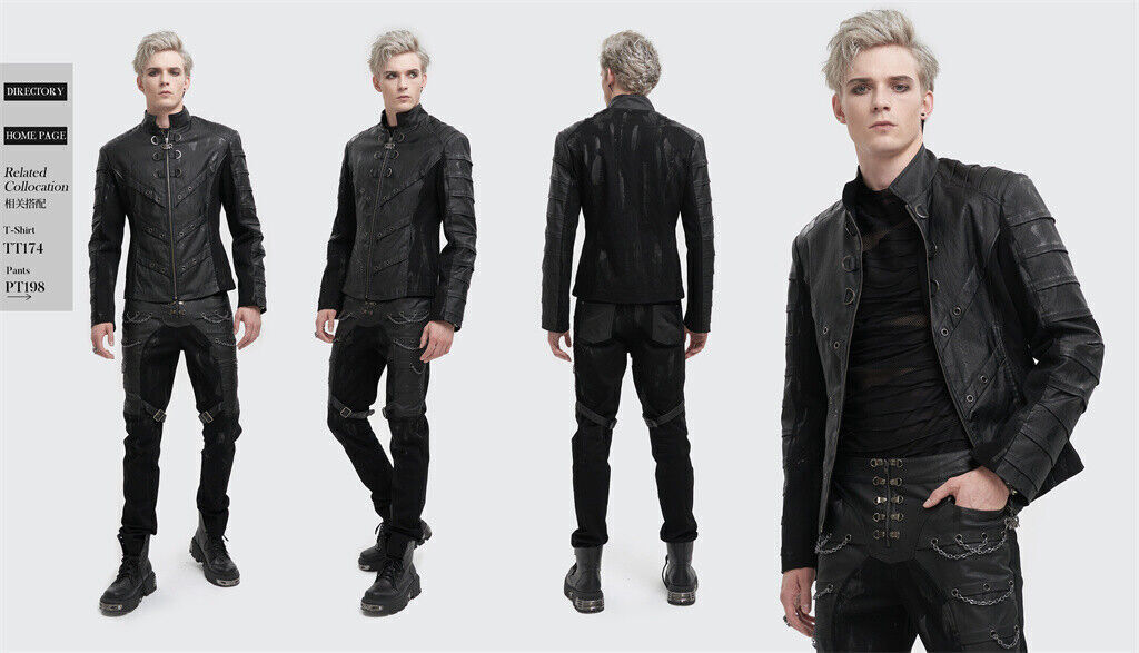 Devil Fashion Black Gothic Punk Rock Daily Wear Slim Fit Short Jacket For Men