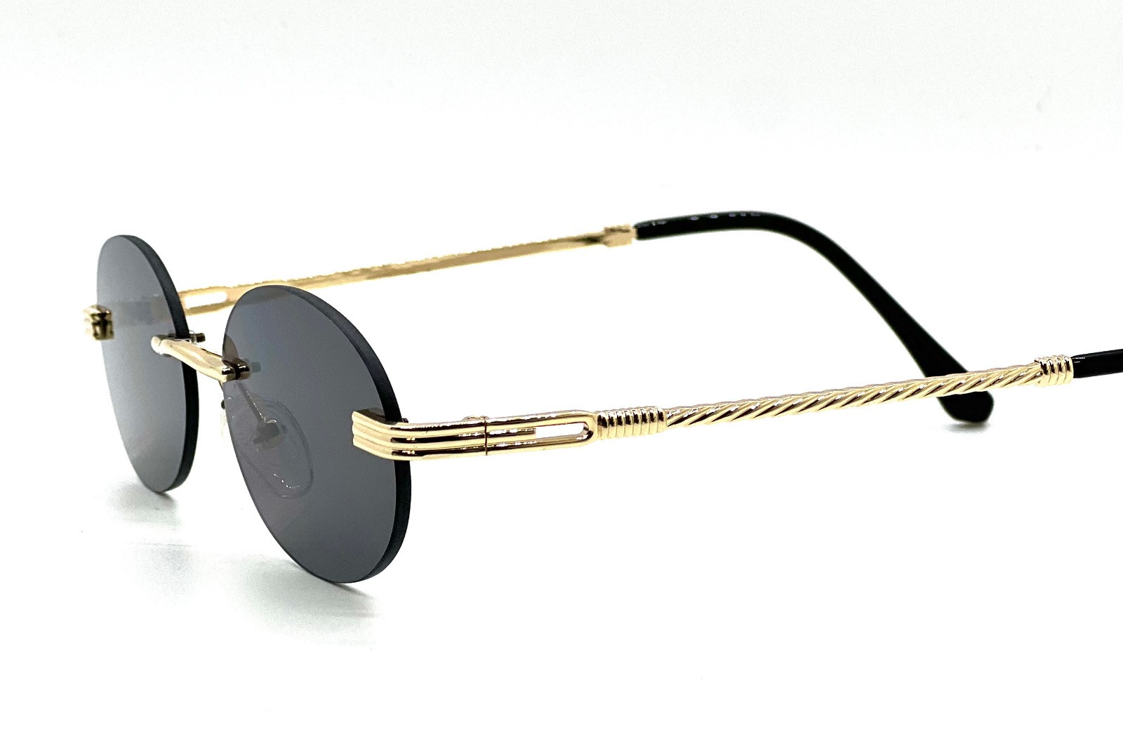 Vintage Gold Frame Rimless Luxury Men’s Hip Hop Clear Lens Retro Fashion Glasses