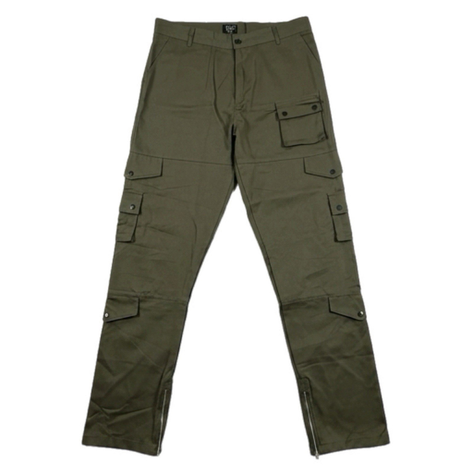 Nova Men Designer Utility Pocket Stacked Graphic Jeans Olive (Size XL Tall)