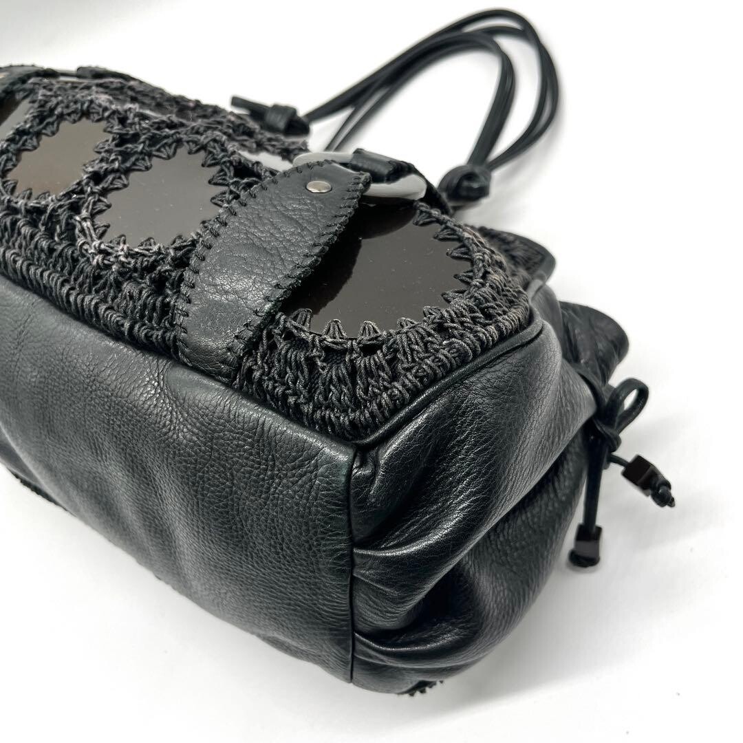 JAMIN PUECH Handbag Art Bag Leather Black Authentic From Japan