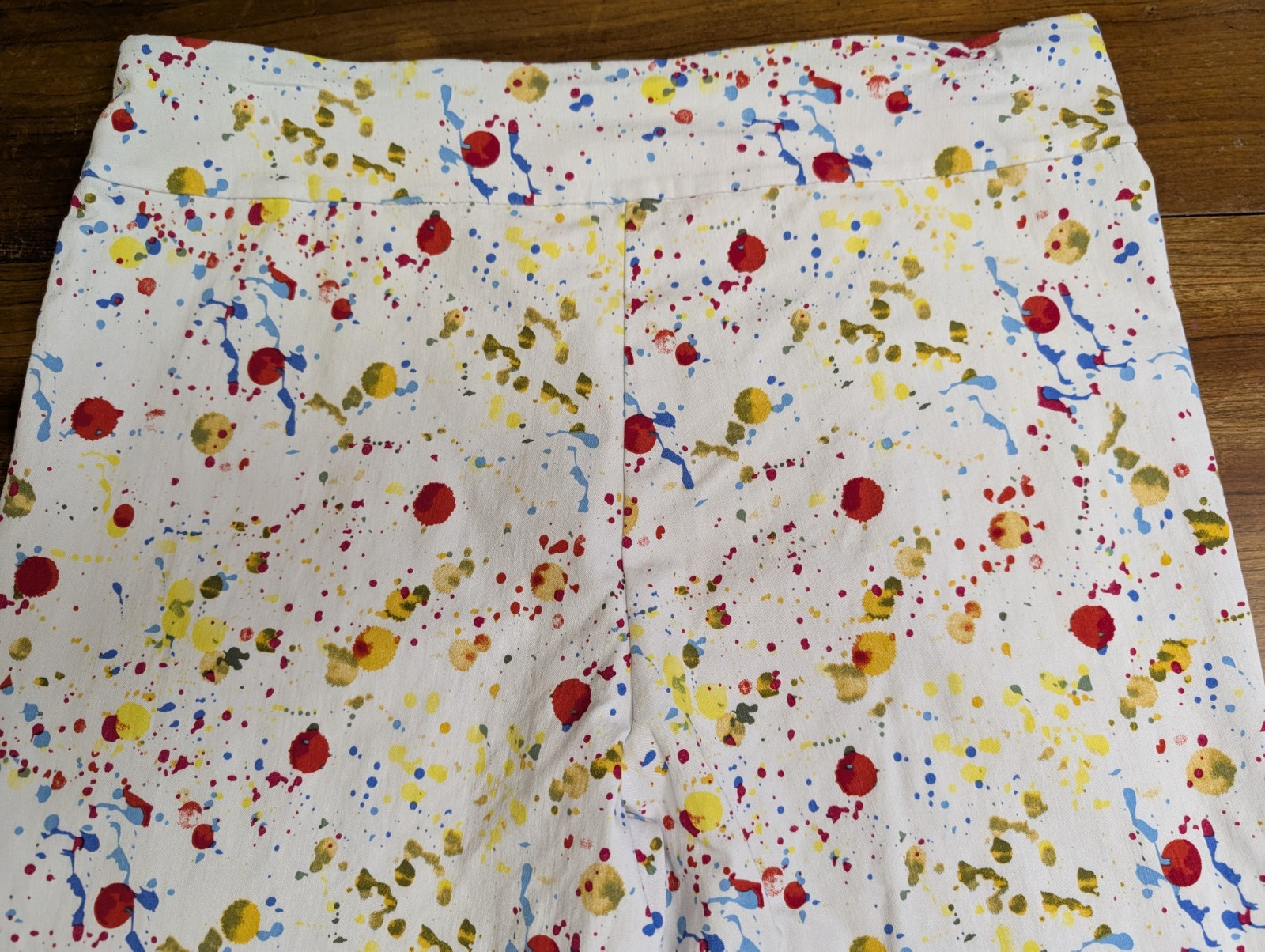 KRAZY LARRY Multi Color Rainbow Paint Splat Pull On Straight Leg Pants 12 MINT