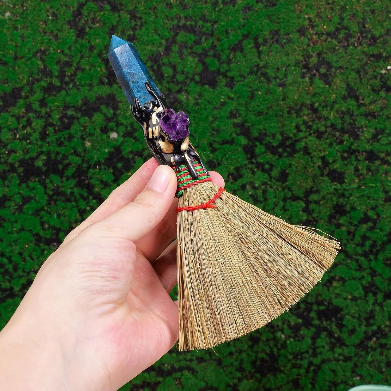 Magic Sweeper Blue Apatite Tower Broom 7.08″-7.87″ Healing Crystal Point Witch