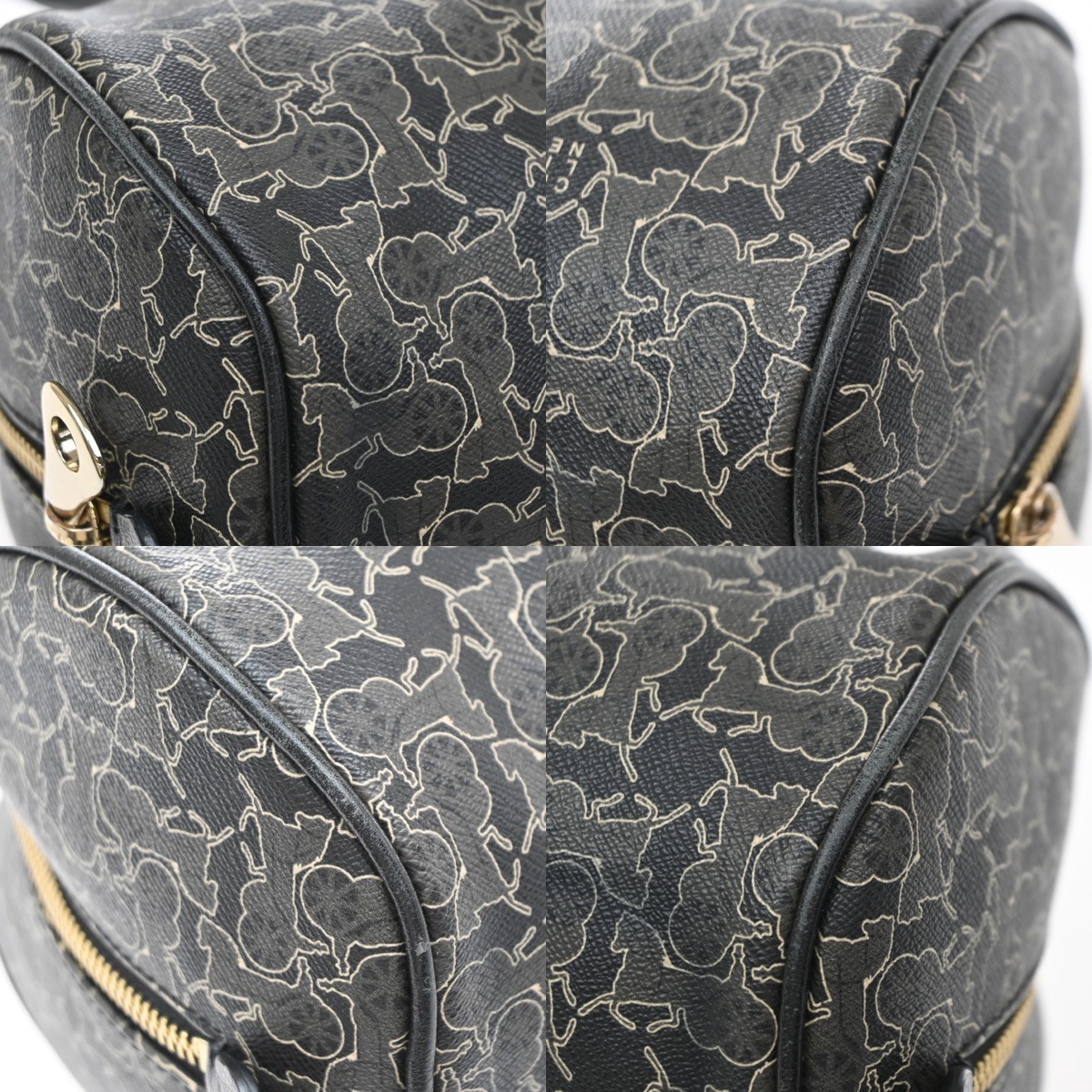CELINE Logo Sulky Horse Carriage Shoulder Hand Bag PVC Leather Black 62KD323
