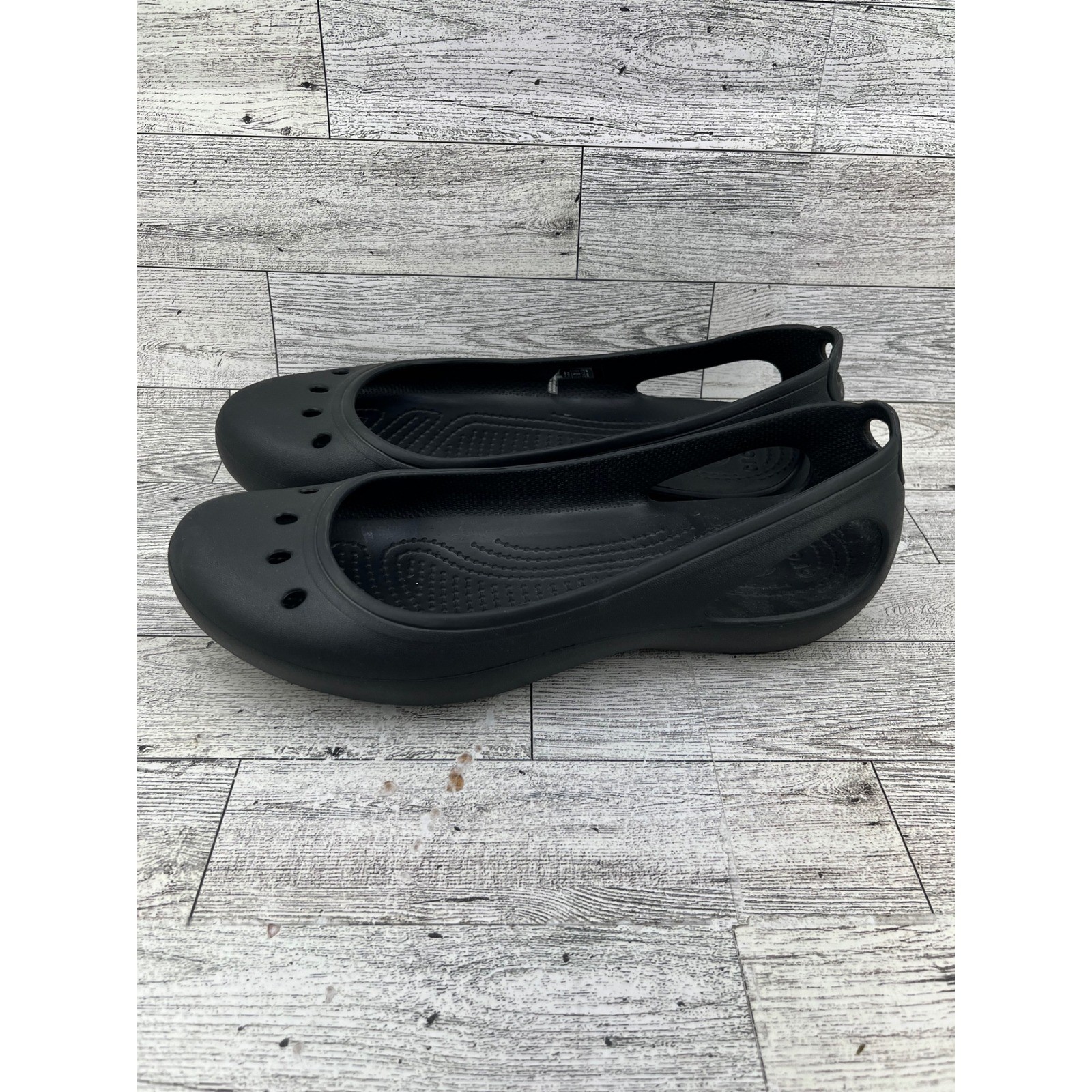 Crocs Kadee Women Black Ballet Flats Comfort Slip On Shoes Size 8 11215