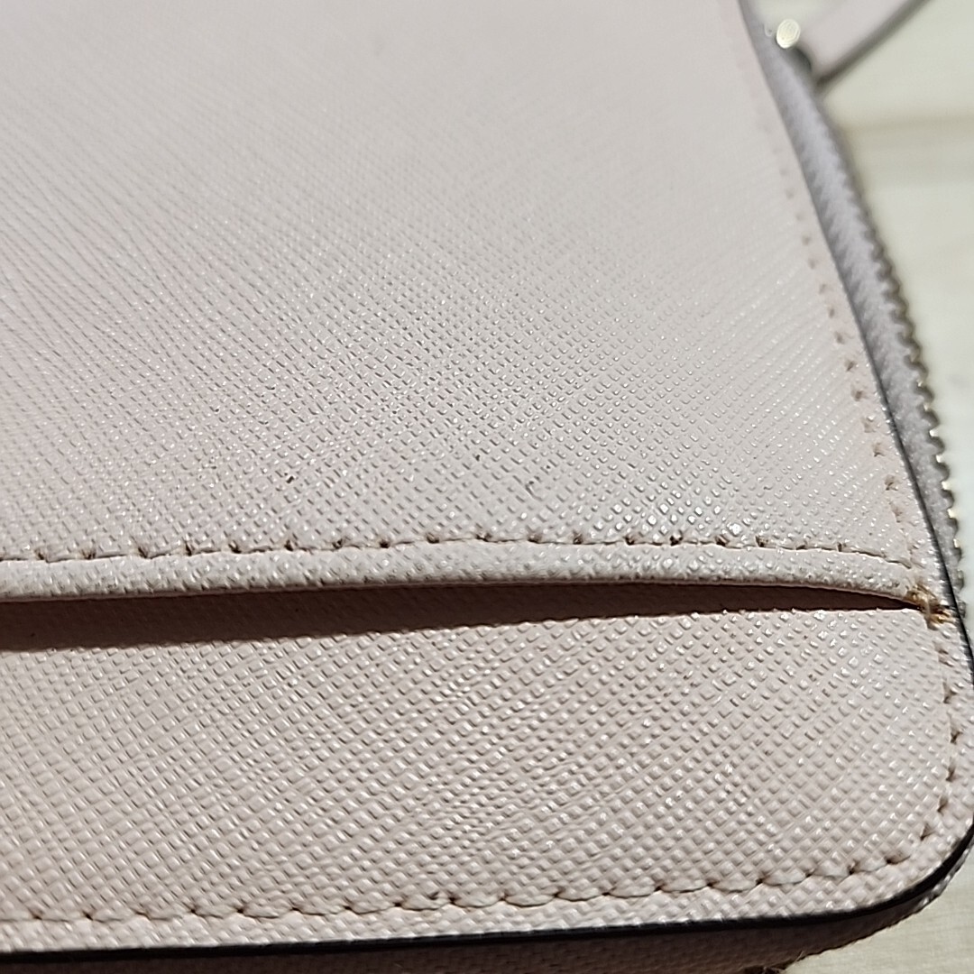 KATE SPADE Leather Zip Around Wallet Pink Peach Large 7.75″