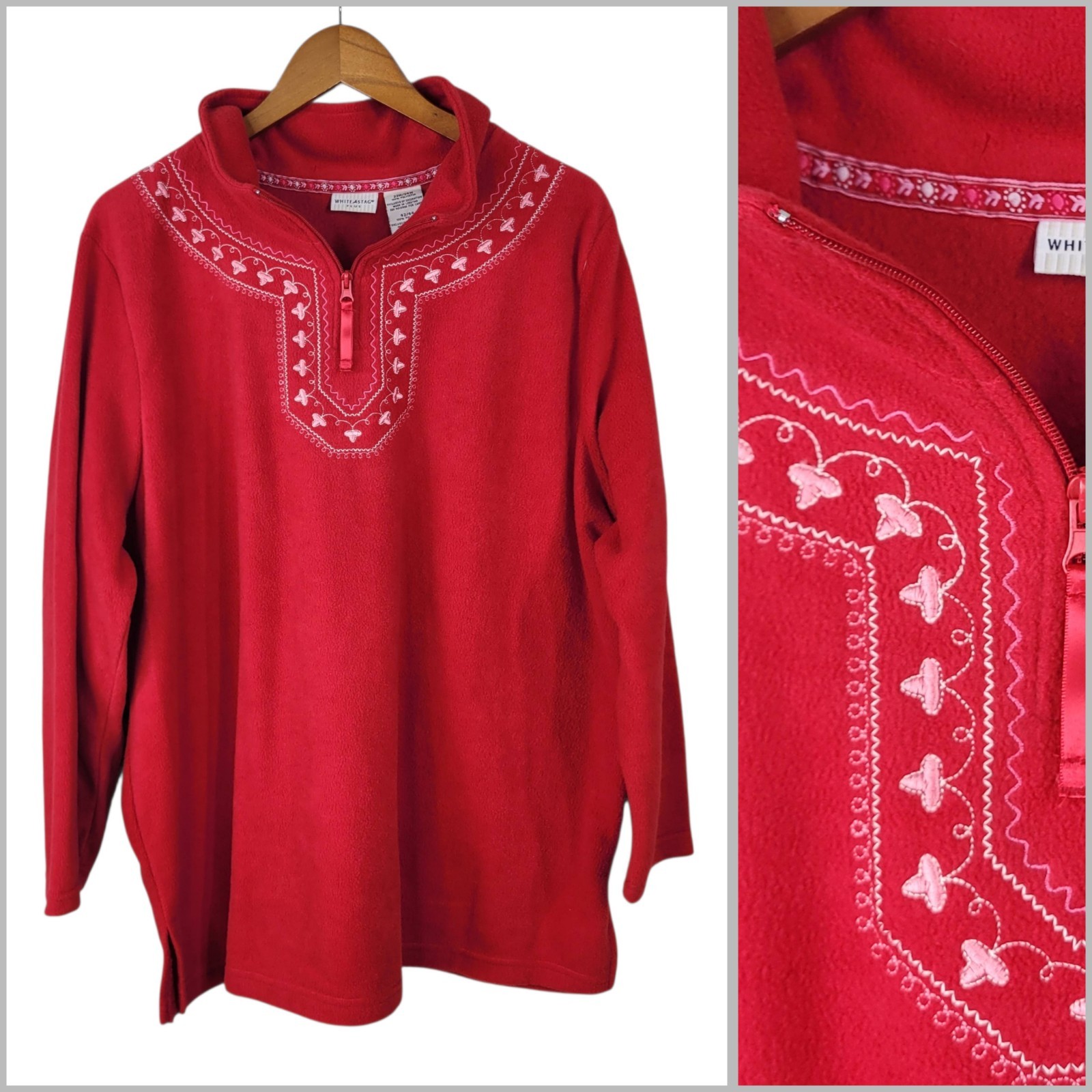 White Stag Fleece Sweatshirt Plus Size 22/24W 3X warm Cozy Nordic Icelandic Red