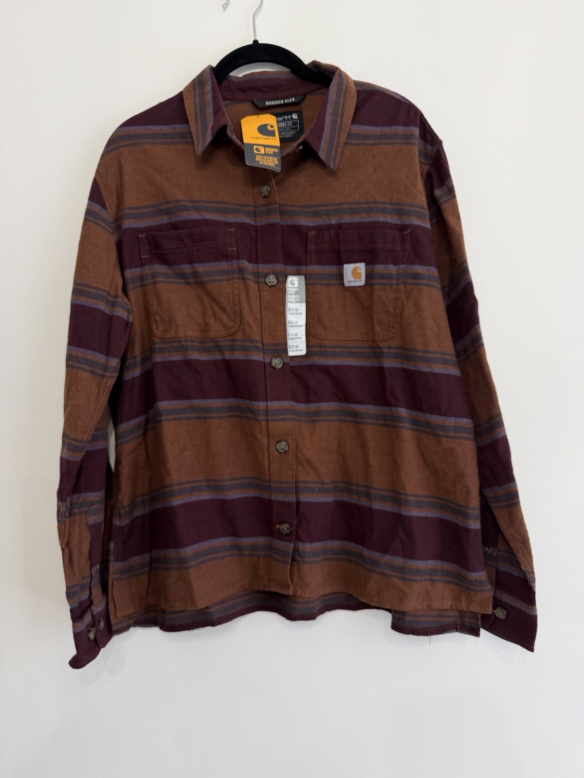 NWT Women’s Carhartt Loose Fit Flannel Longsleeve Flannel Shirt Plaid Large