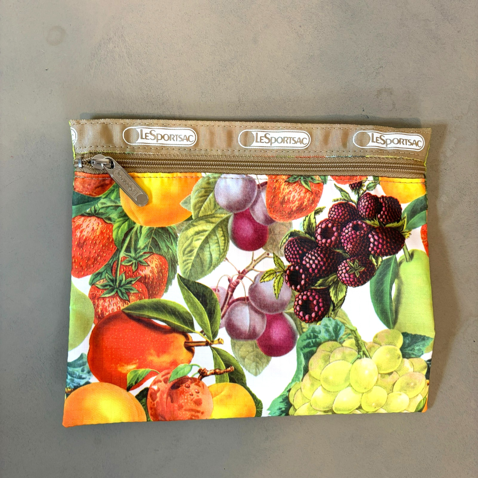 LeSportsac Fruit Print Expandable Shoulder Bag Crossbody w/ Pouch Retail $140