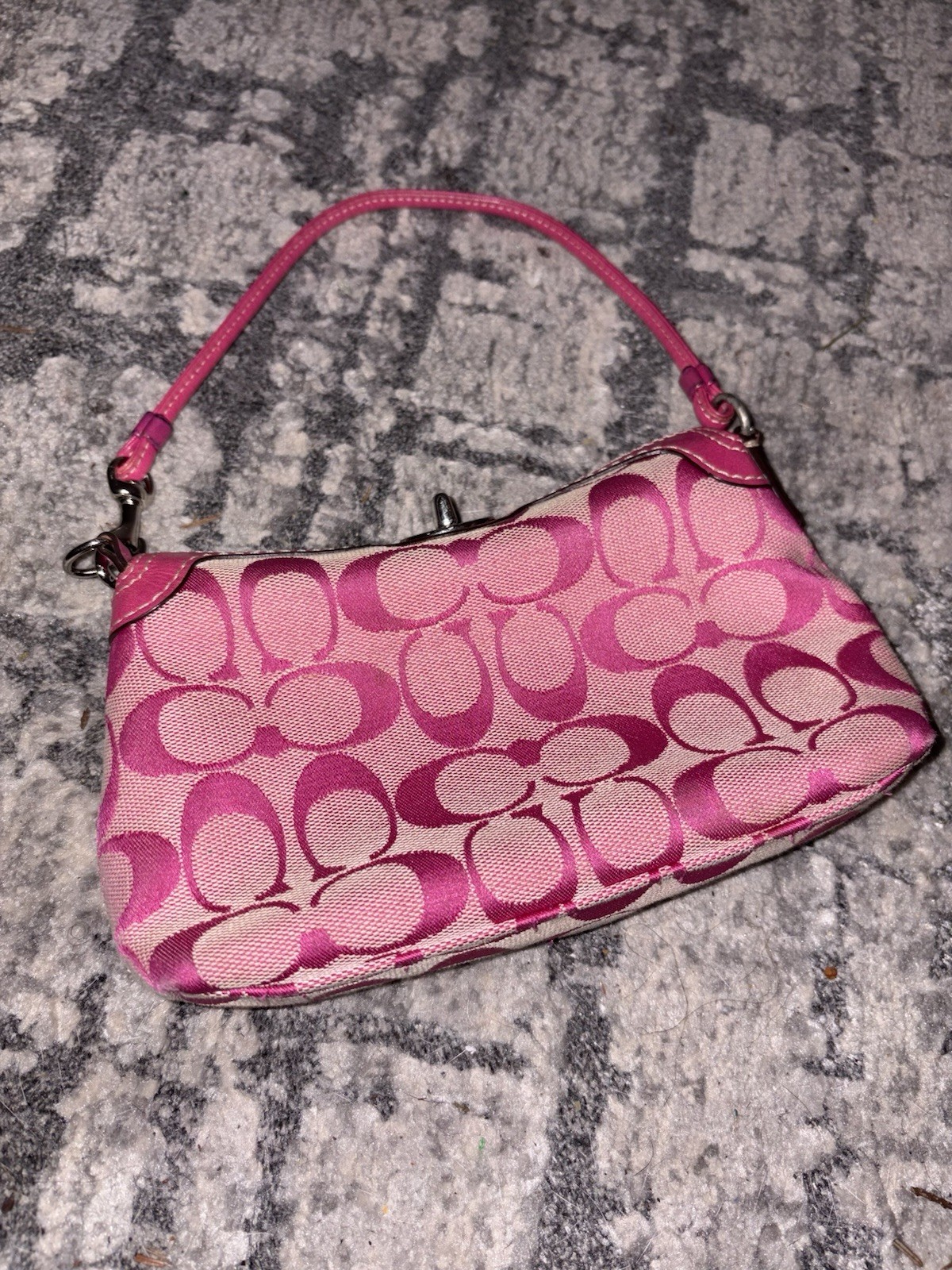 Coach Turlock Hot Pink Jaquard Leather Canvas Wrislet Mini Bag EUC Hard To Find