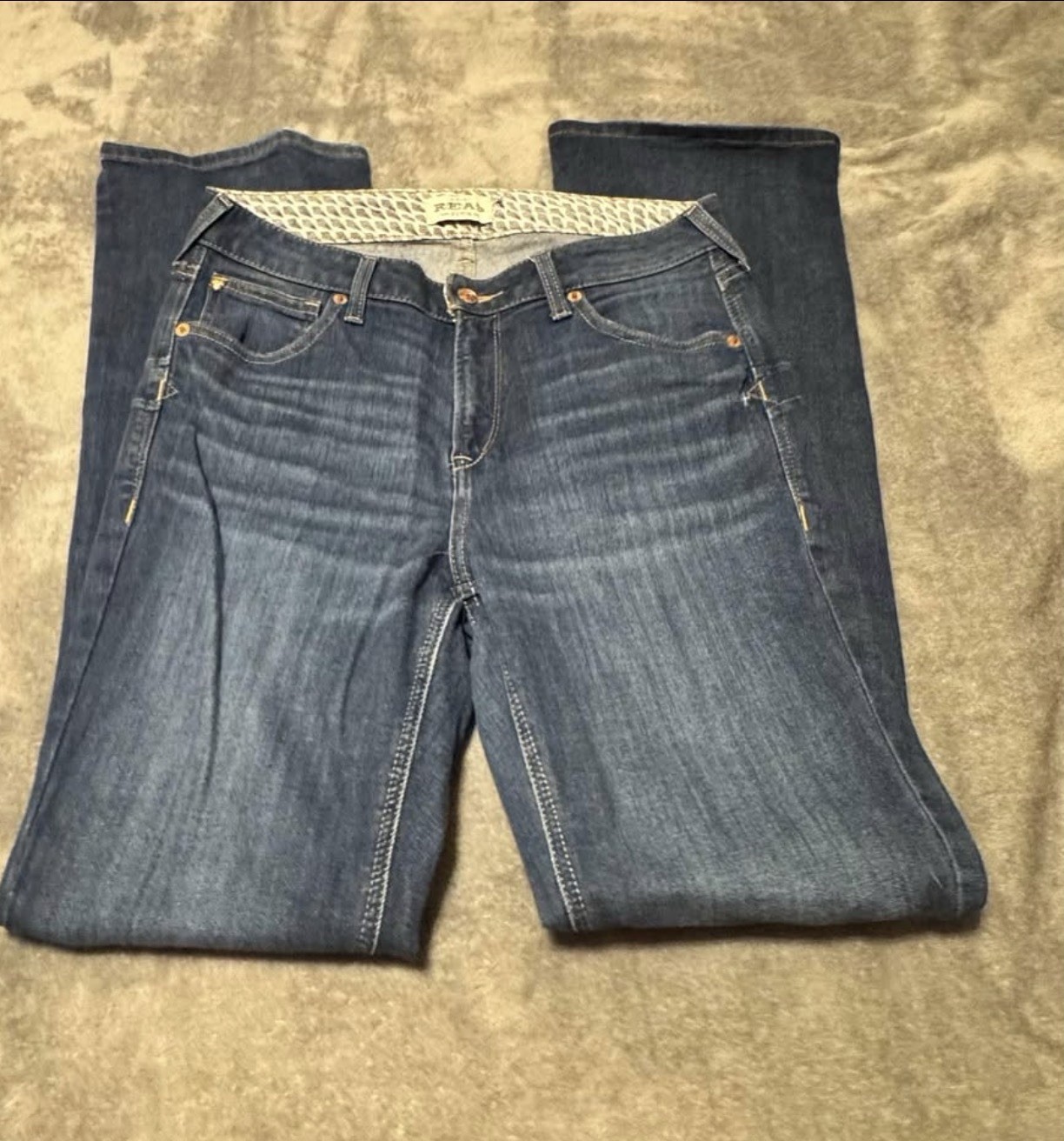 Women’s Ariat Blue Denim Bootcut Jeans Mid Rise 5-Pocket Cotton Medium Wash