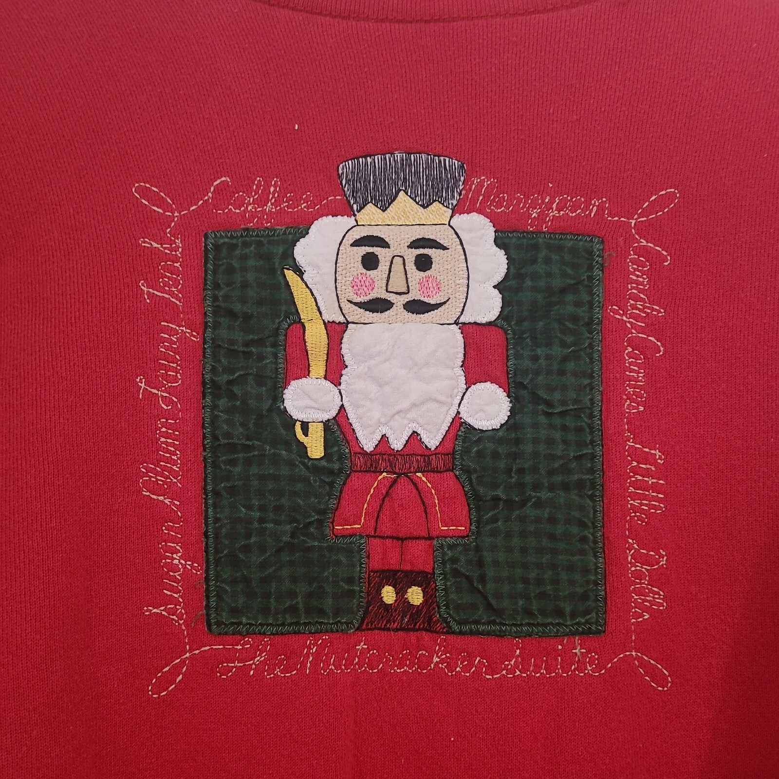 Vintage Red NutCracker Sweatshirt, 48″ Chest and 26″ Long from top to bottom.