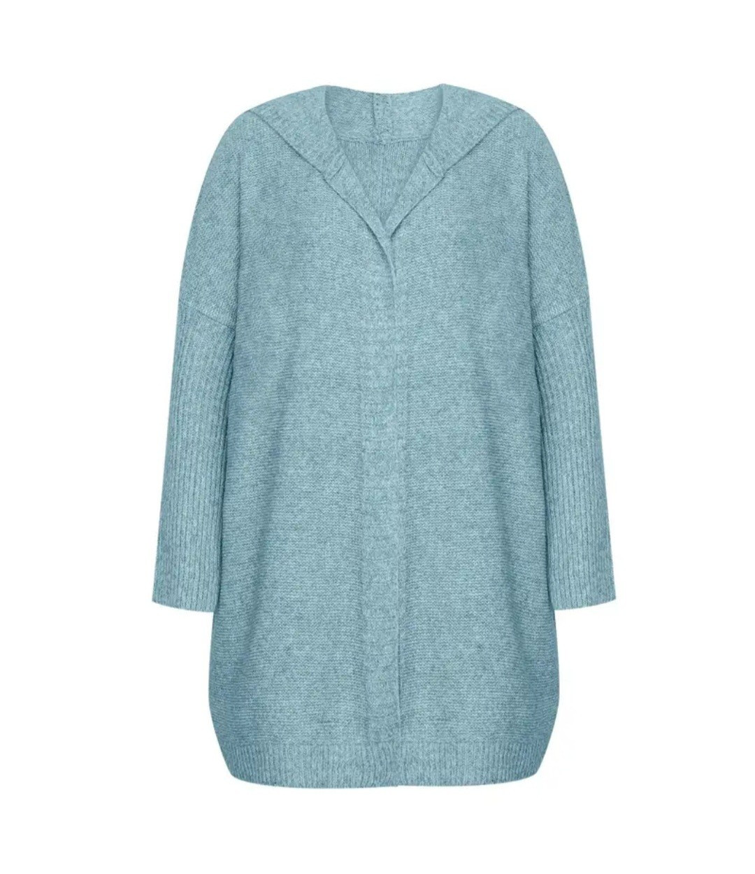 Women’s Open-Front Hooded Cardigan, Ribbed Cable-Knit Sweater, Mint Green Sz. S