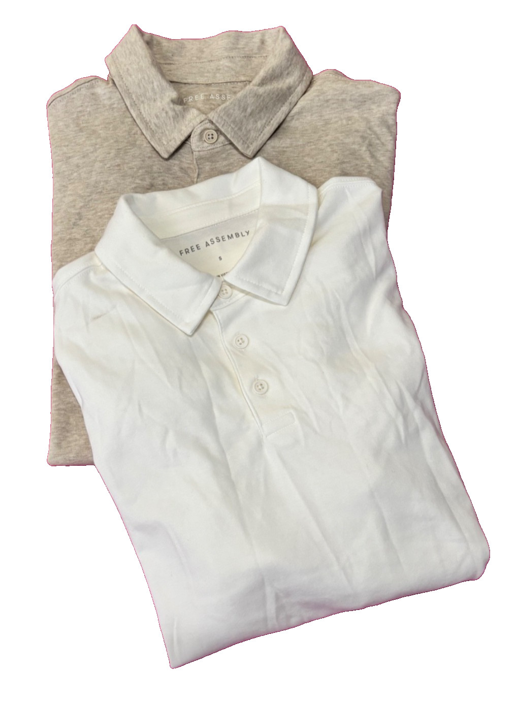 Free Assembly Cotton Luxe Everyday Polo Tan Heather Cream Men Small Lot of 2 NWT