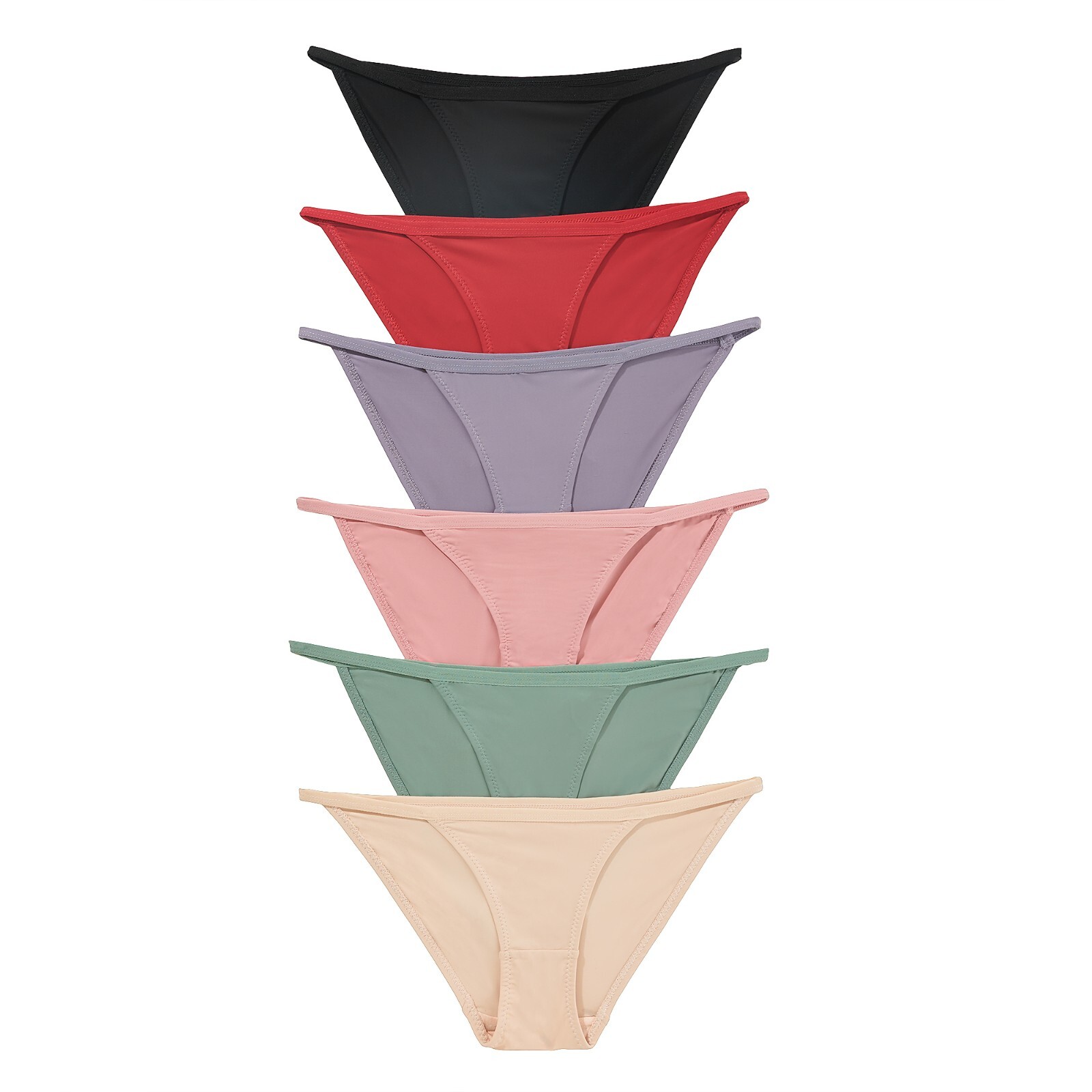 Women Nylon String Bikini Sexy Silky Panties Low Rise Cotton Liner Pack 6 XL