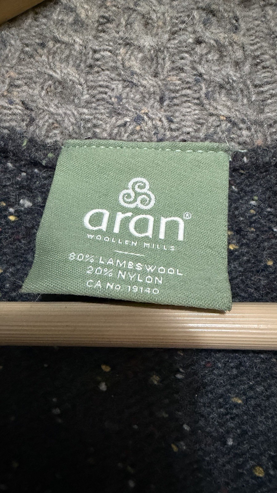 vtg ARAN WOOLEN MILLS Ireland Speckled 80% Lambswool fisherman sweater L