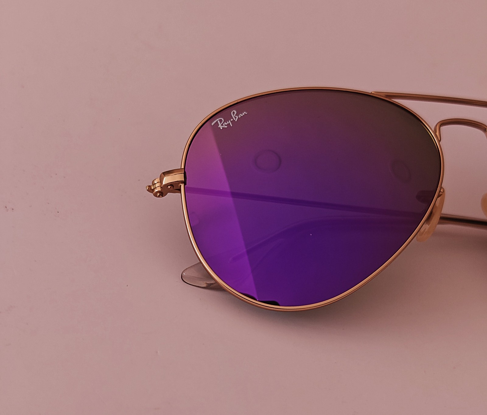 Ray-Ban RayBan RB3025 Aviator Matt Gold Frame Purple/ Violet Flash Lens 58mm