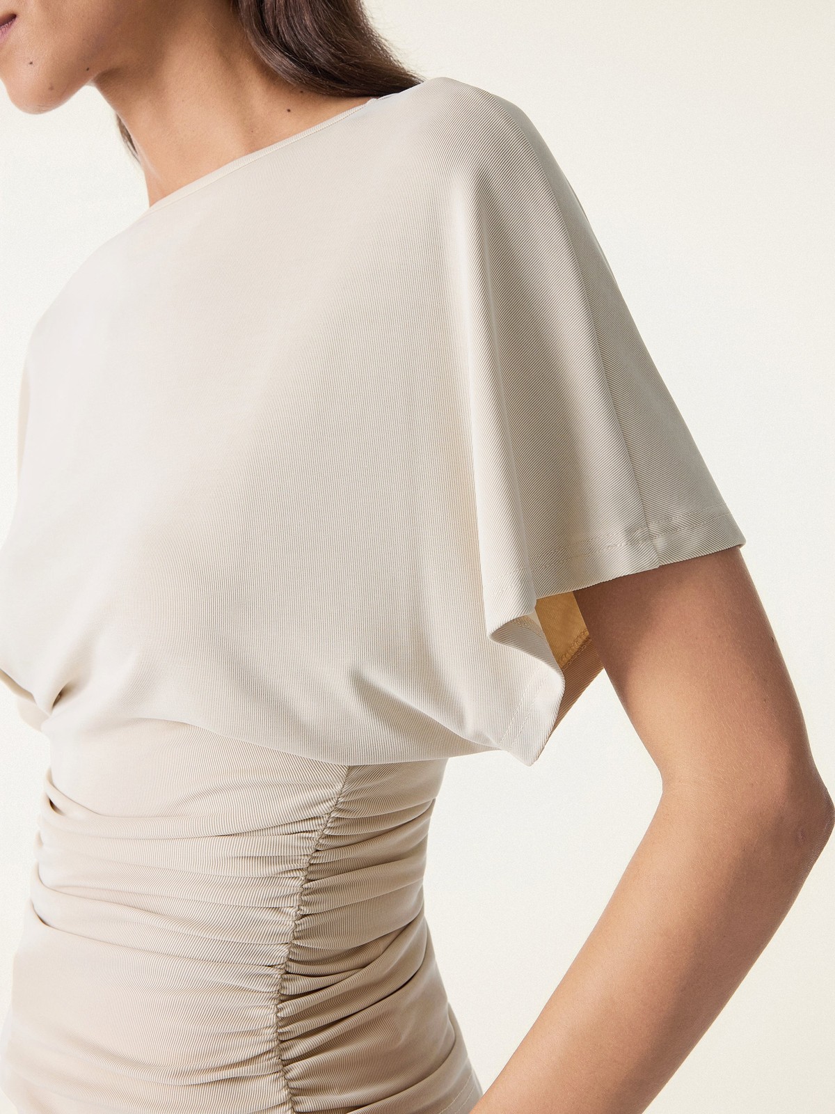 Effortless Boatneck Batwing Sleeve Side Ruched Top-OGLmove|118604