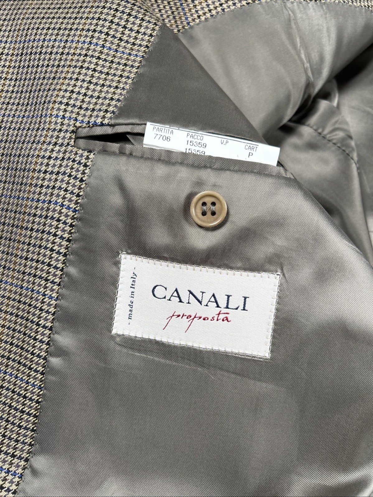 Canali Proposta Blazer Mens 58L Houndstooth Tweed Blazer Silk Wool Made In Italy