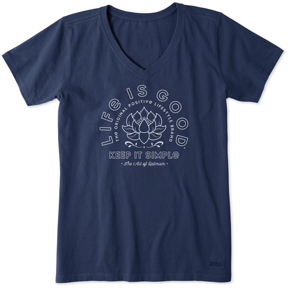 Life Is Good SS Shirt Crusher Vee KEEP IT SIMPLE LOTUS Flower Chest43in Womens L