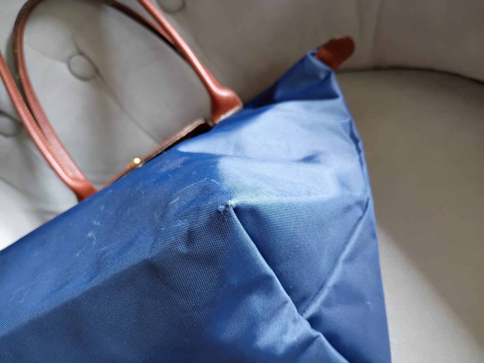 Longchamp le Pliage Navy Blue Canvas Medium Shoulder Tote Bag