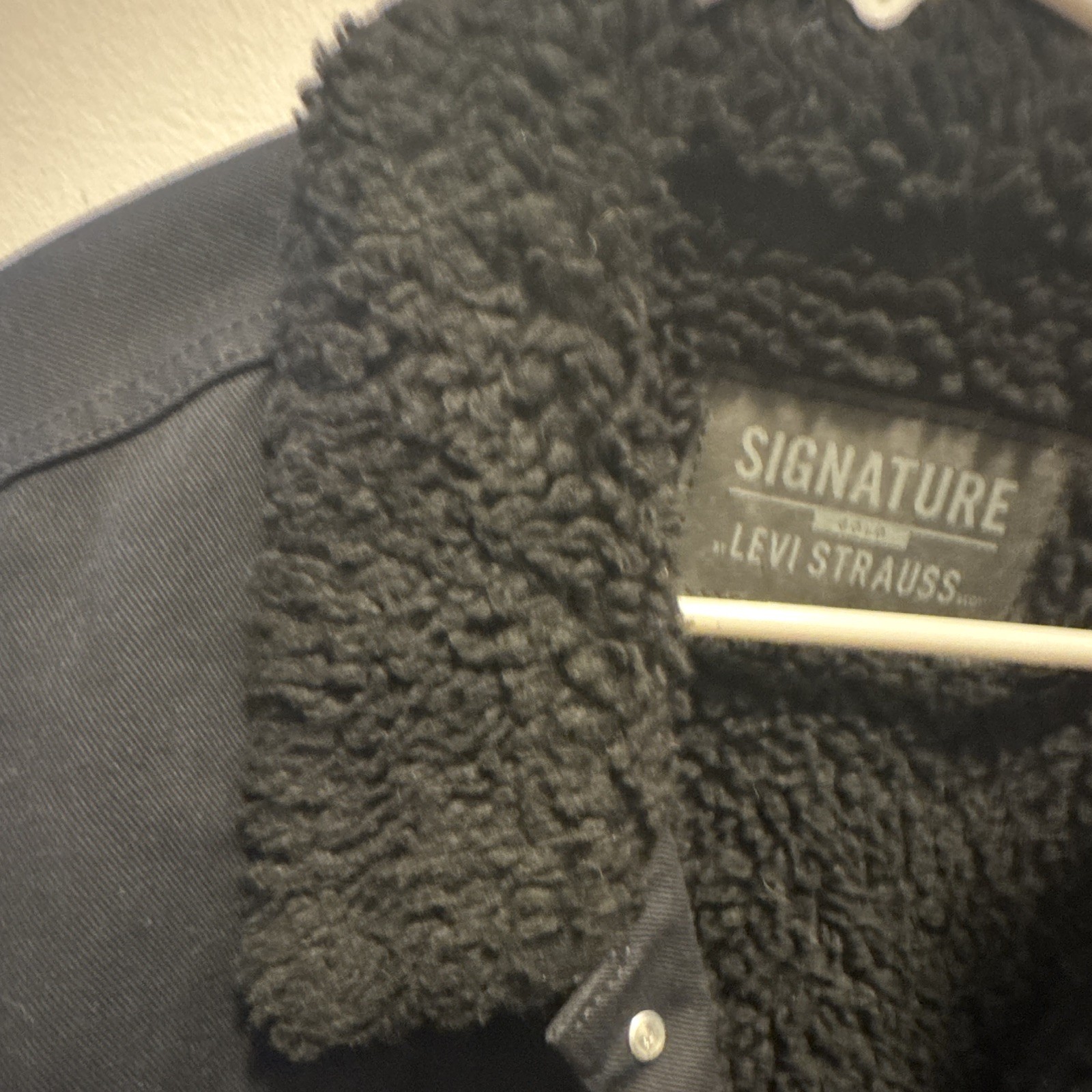Signature by Levi Strauss & Co Black Sherpa Lined Cotton Denim Jacket Men 2XL
