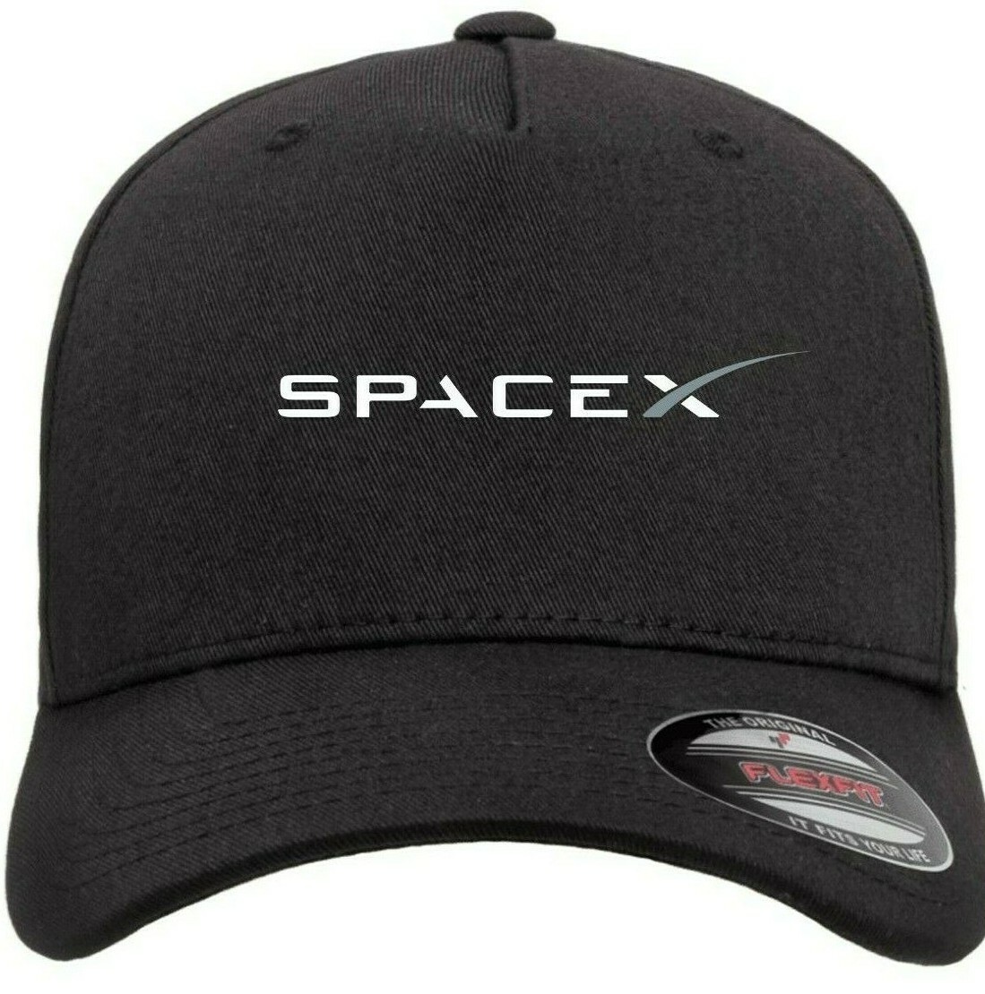 SpaceX Aerospace Tesla Logo Black Hat Space X Baseball Cap Emblem S/M & L/XL