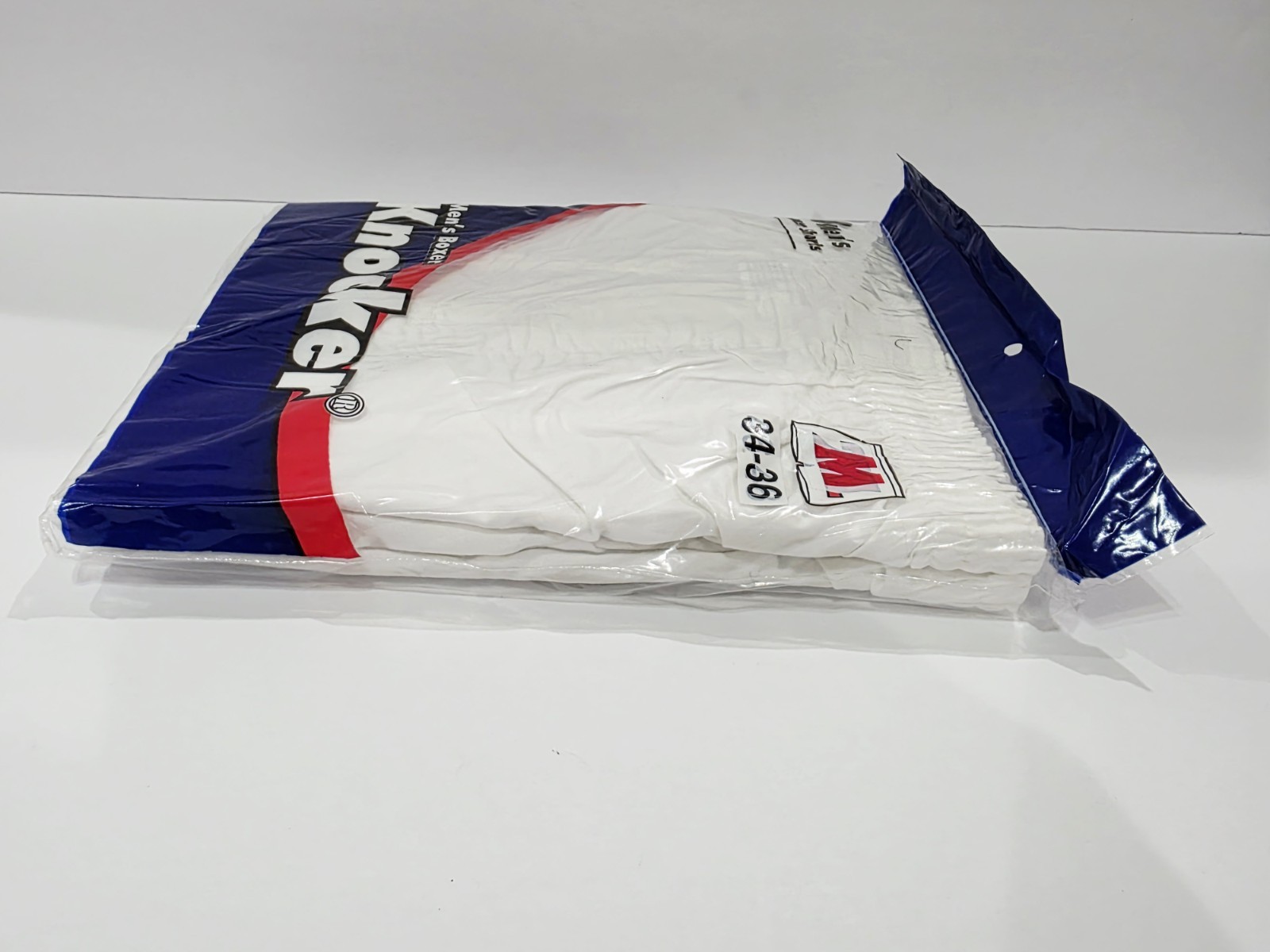 Knocker 3-Pack Men’s TB3000 White Boxer Shorts Medium 34-36 Elastic Fly Leg New