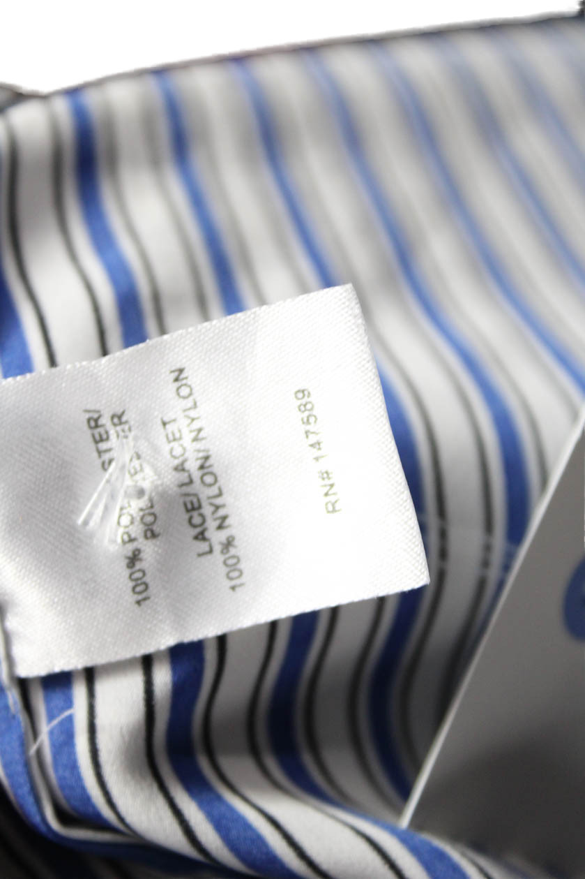 Robert Rodriguez Women Blue Striped Round Neck Long Sleeve Blouse Size S
