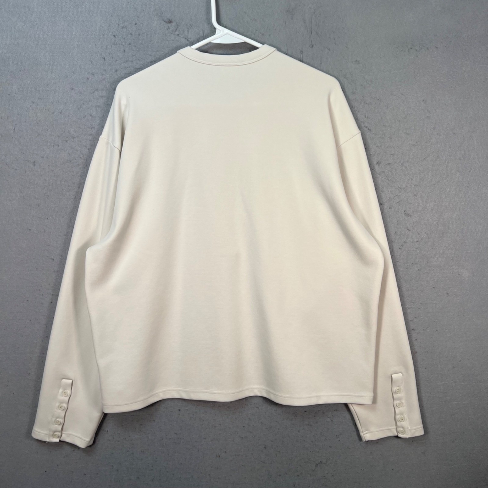 GRNL Gender-Neutral Size Medium Cream Henley Long Sleeve Shirt Cotton Blend