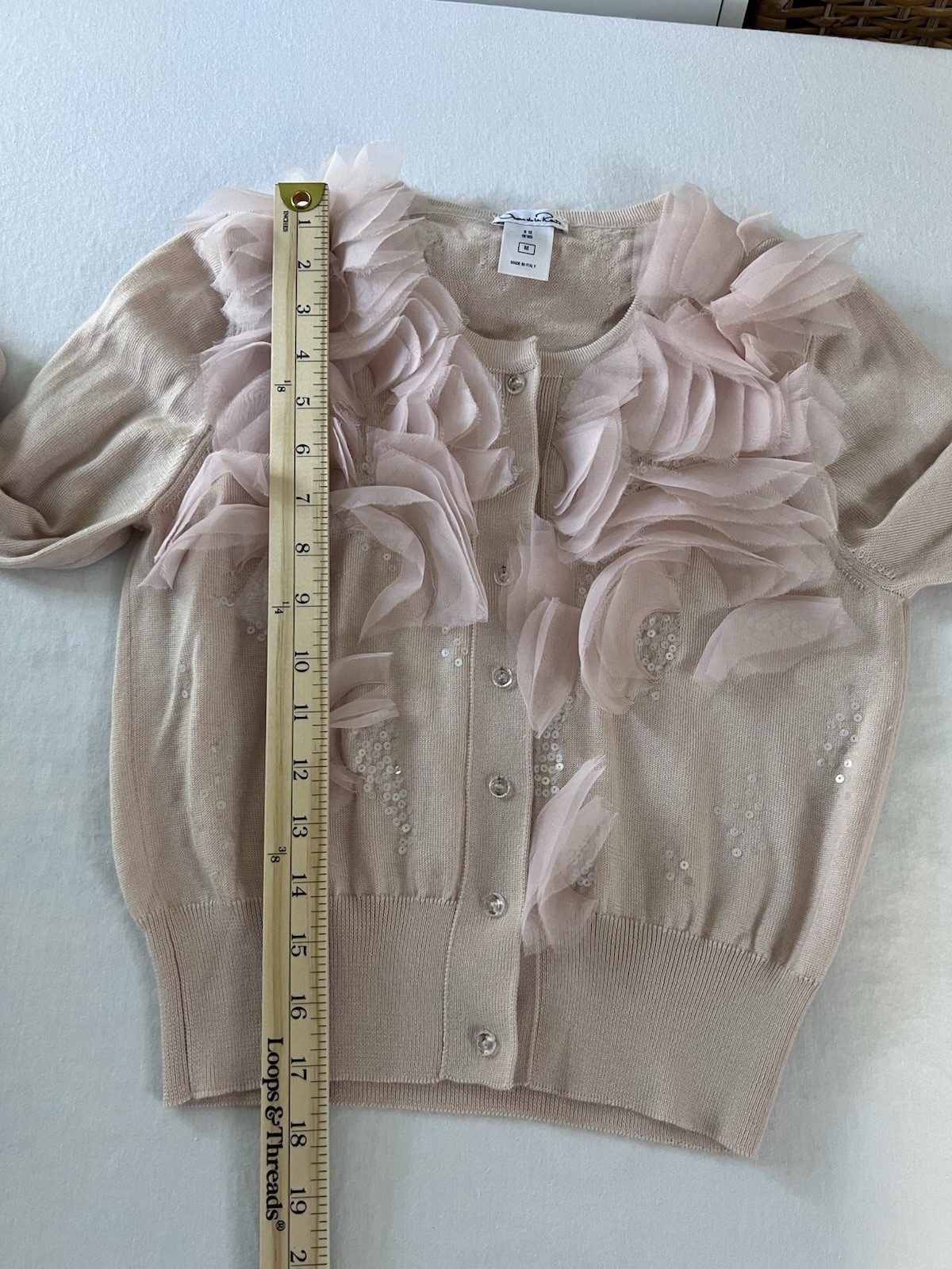 Oscar de la Renta Soft Pink Cardigan Size M Coquette Fairycore Romantic