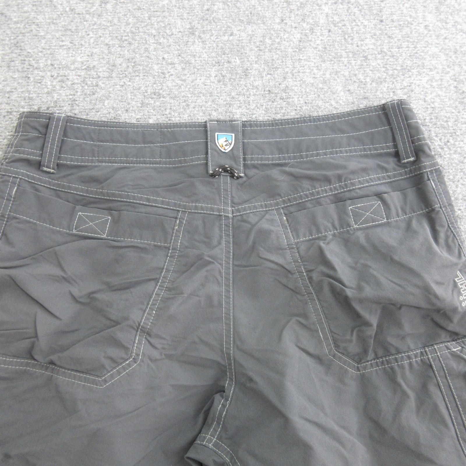 Kuhl Cargo Shorts Mens 33 Gray Microfiber Hiking Travel Pockets 12 Inseam