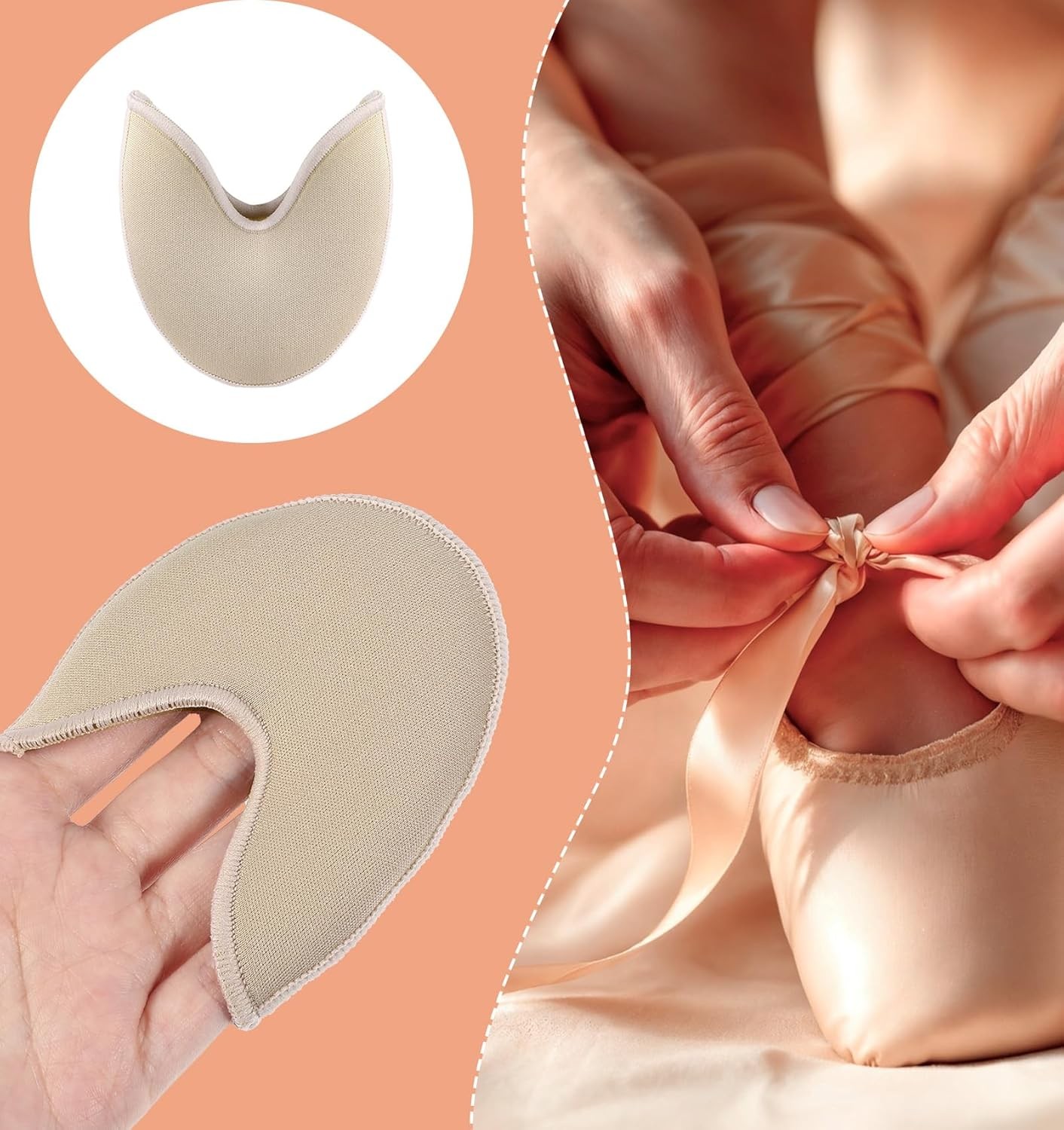 2 Pairs Ballet Toe Pads Pointe Shoes Anti-Slip Forefoot Pain Relief for Women