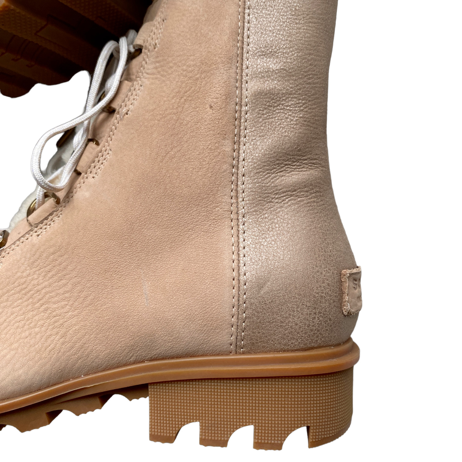Sorel Sz 11 Phoenix Lace Lux boots New Tan Gold with Shearling Tongue Waterproof