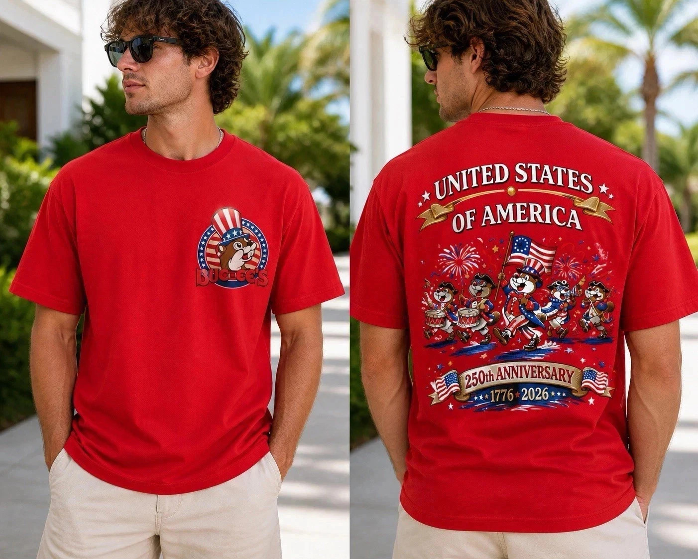 Buc-ees 250th Anniversary America, 250th years of Freedom T-shirt Size S-5XL