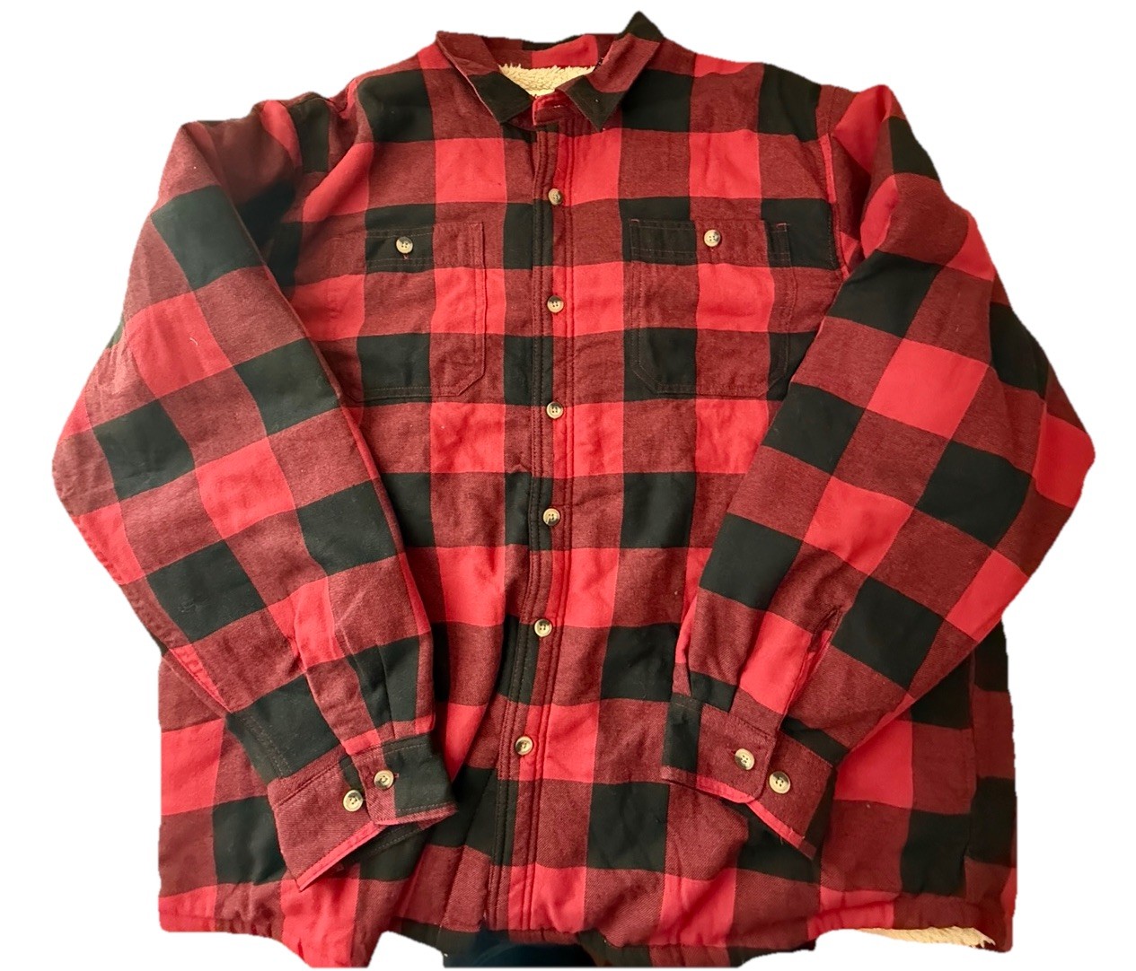 Wrangler Authentics 2XL Sherpa Lined Red/Black Flannel Long Sleeve Jacket 1161