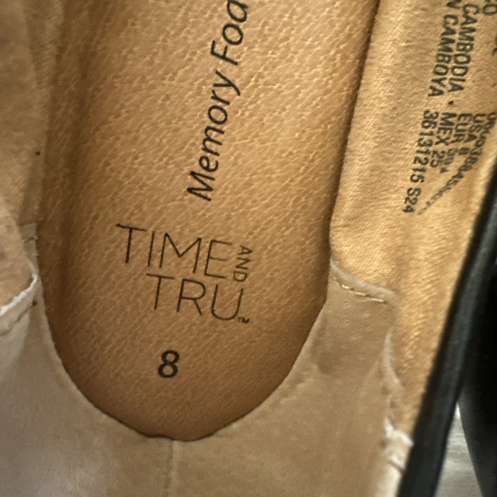 Time And Tru Memory Foam Womans Black Slip On Ballet Flat Size 8